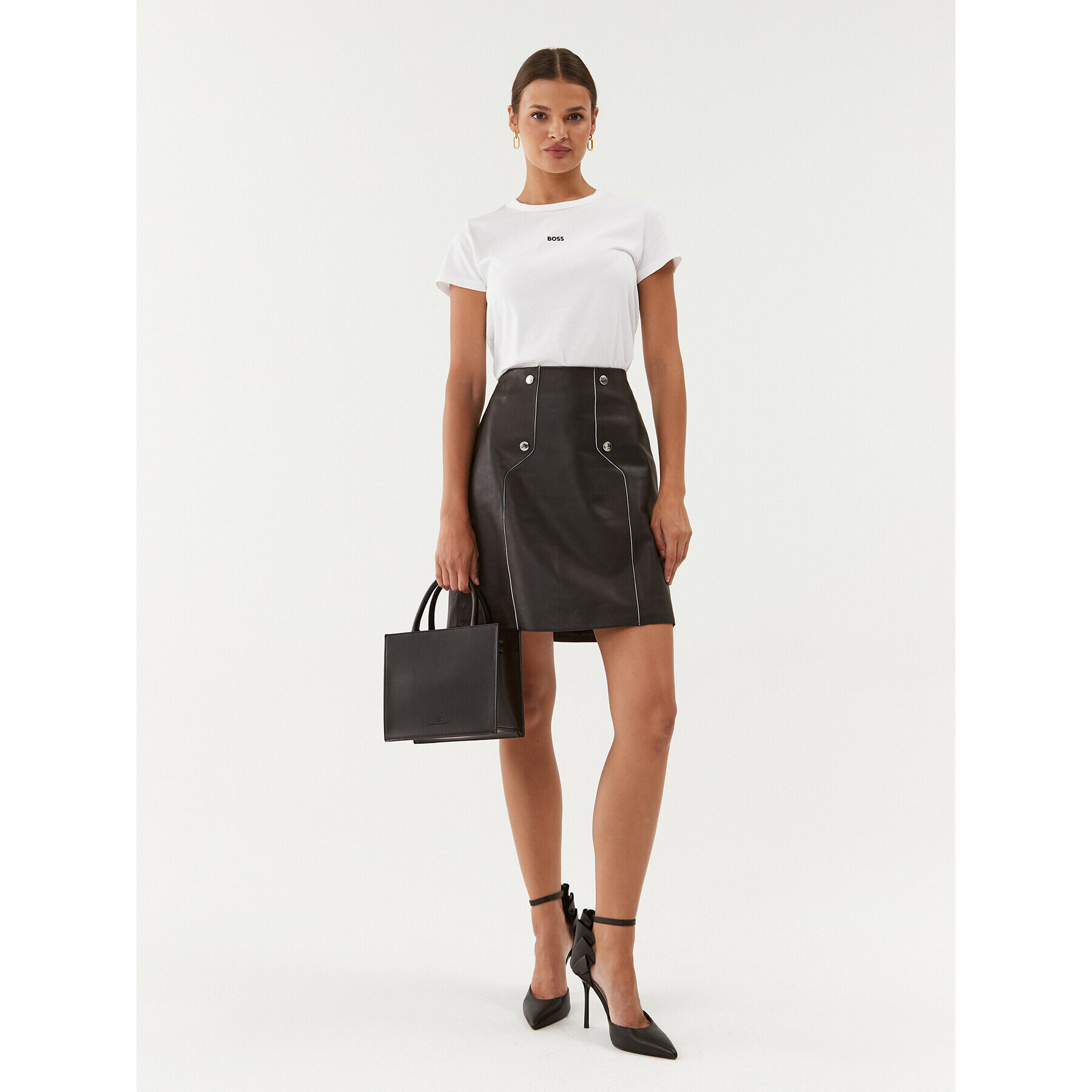 Boss Кожена пола Seminta 50495166 Черен Regular Fit - Pepit.bg