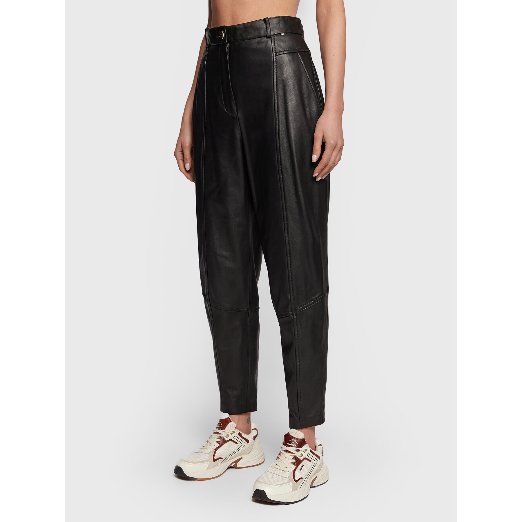 Boss Кожени панталони Sistine 50476100 Черен Regular Fit - Pepit.bg