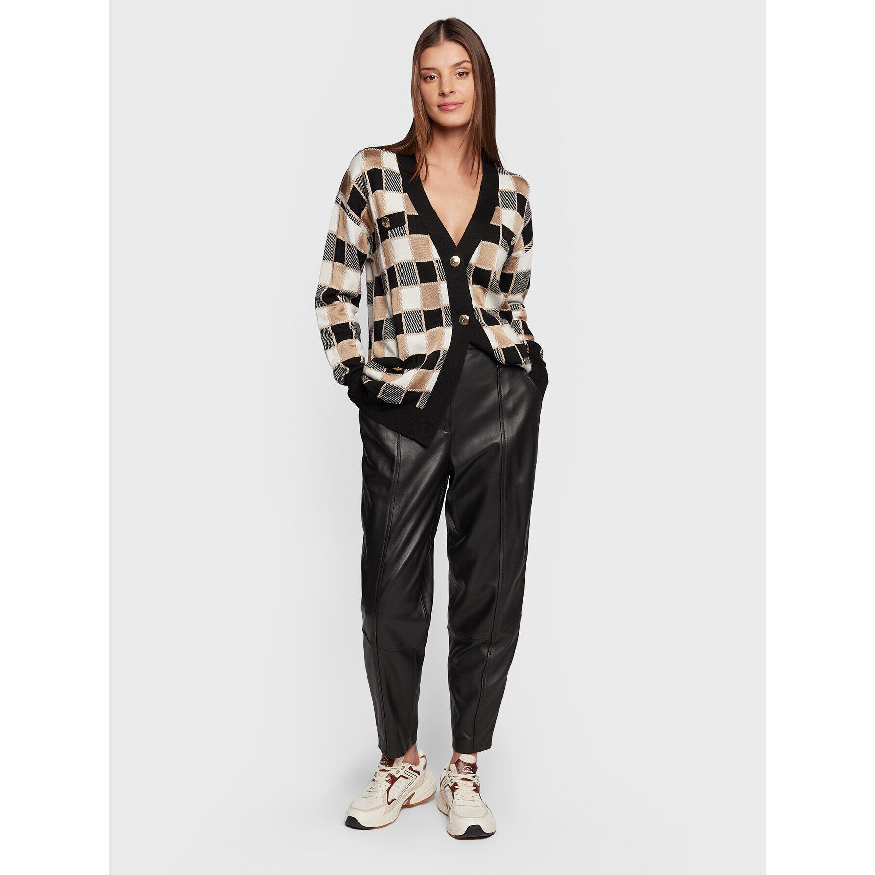 Boss Кожени панталони Sistine 50476100 Черен Regular Fit - Pepit.bg