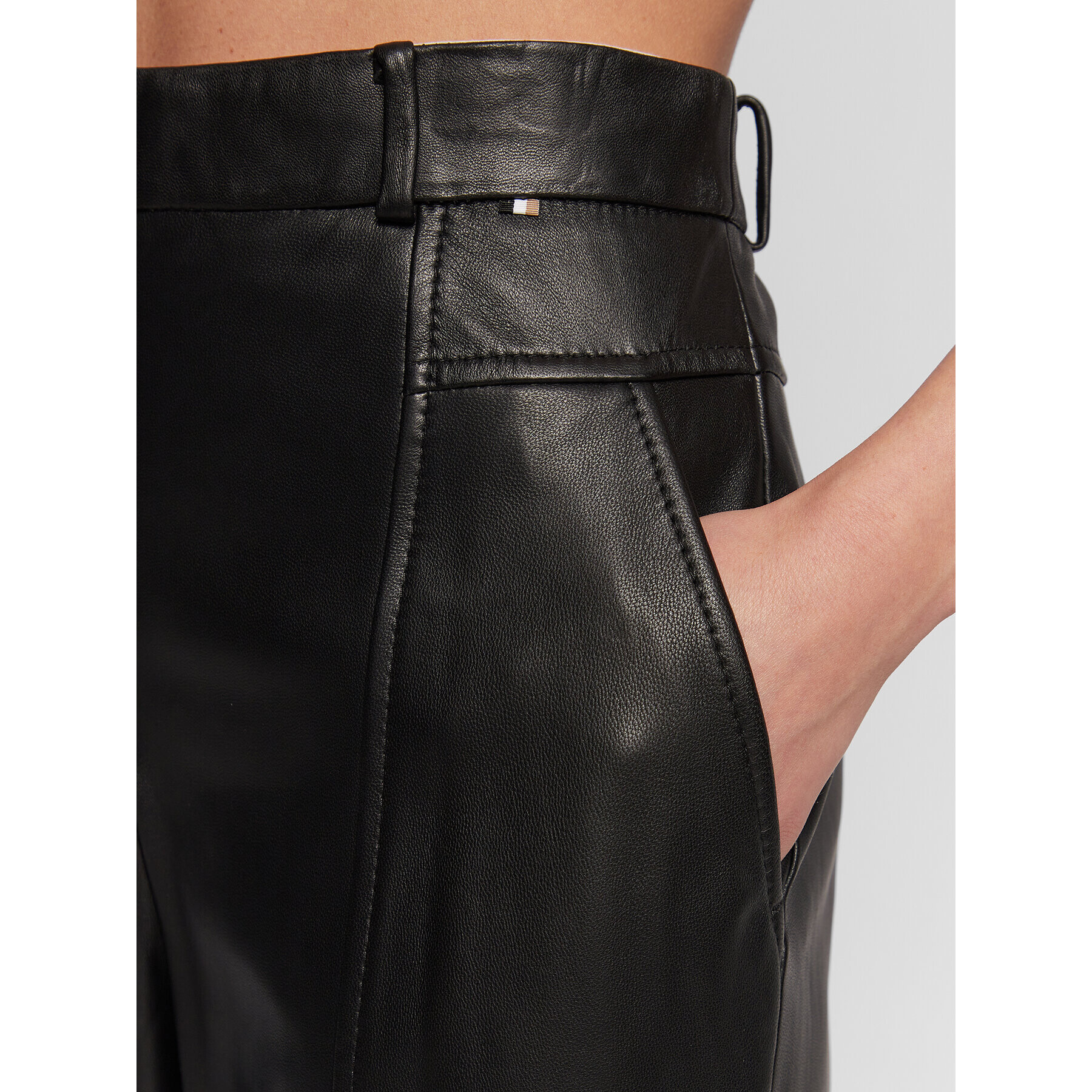 Boss Кожени панталони Sistine 50476100 Черен Regular Fit - Pepit.bg