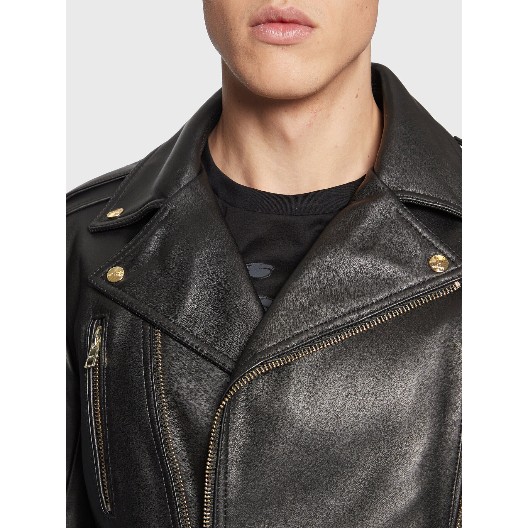 Boss Кожено яке 50494272 Черен Regular Fit - Pepit.bg