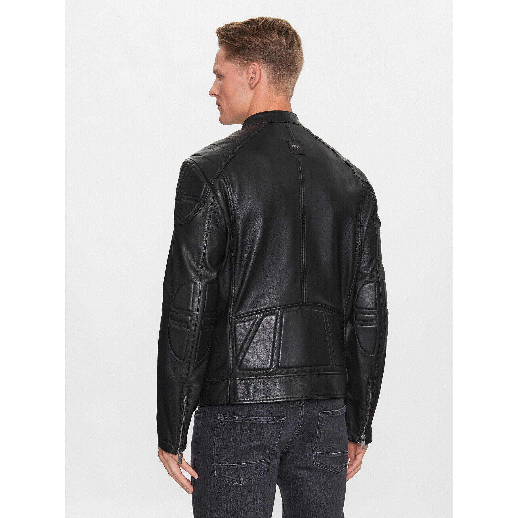 Boss Кожено яке 50505031 Черен Slim Fit - Pepit.bg
