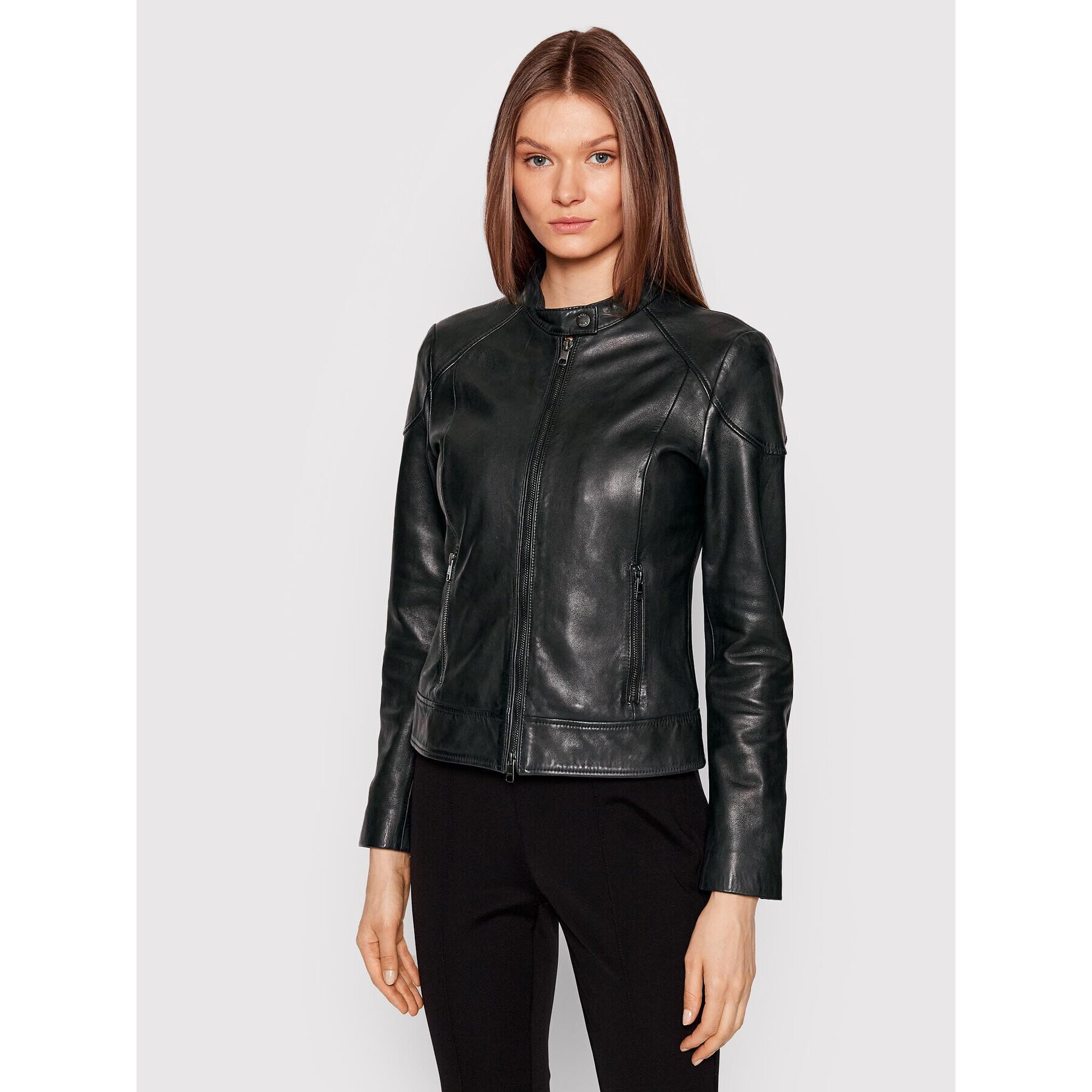 Boss Кожено яке C_Saflima1 50472482 Черен Regular Fit - Pepit.bg