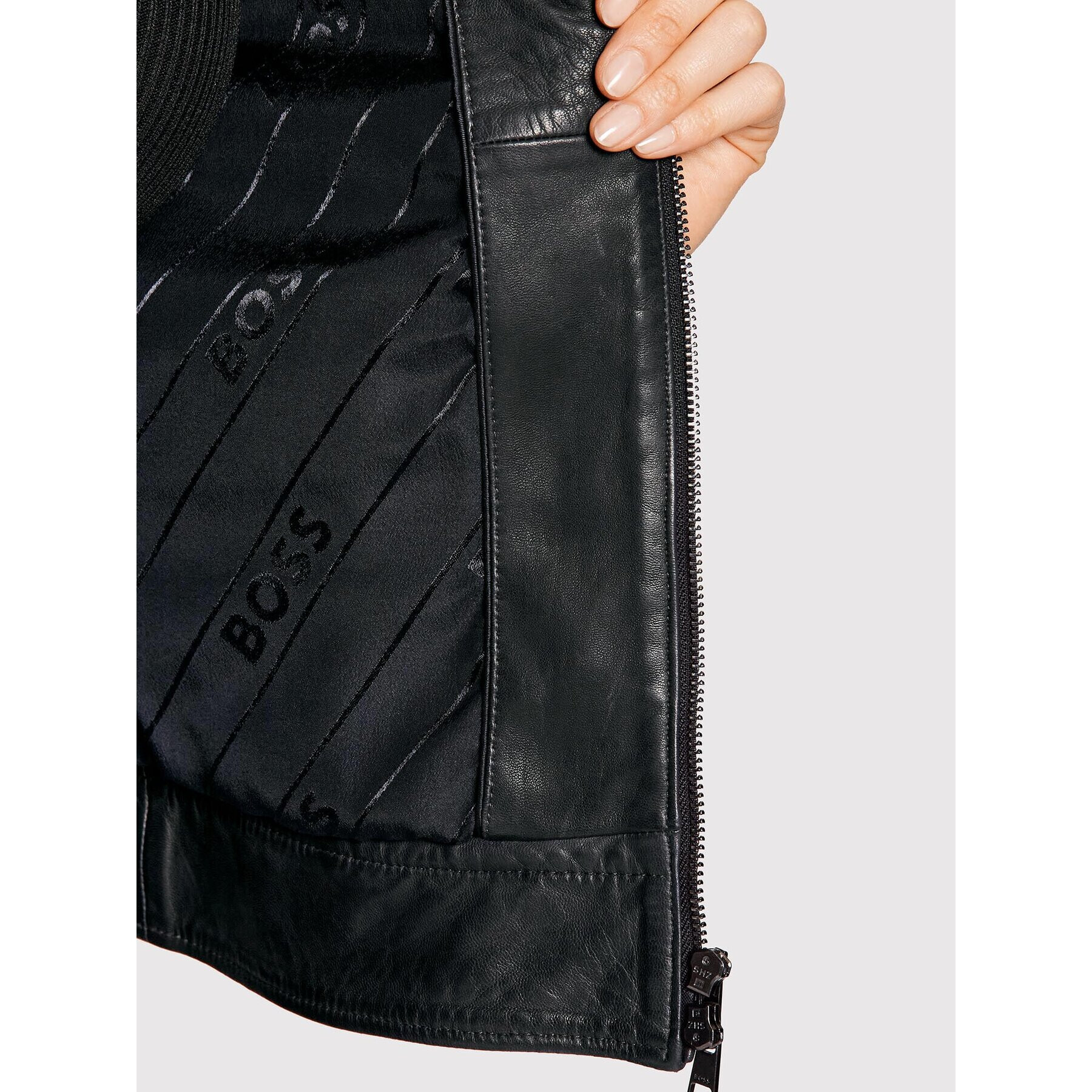 Boss Кожено яке C_Saflima1 50472482 Черен Regular Fit - Pepit.bg