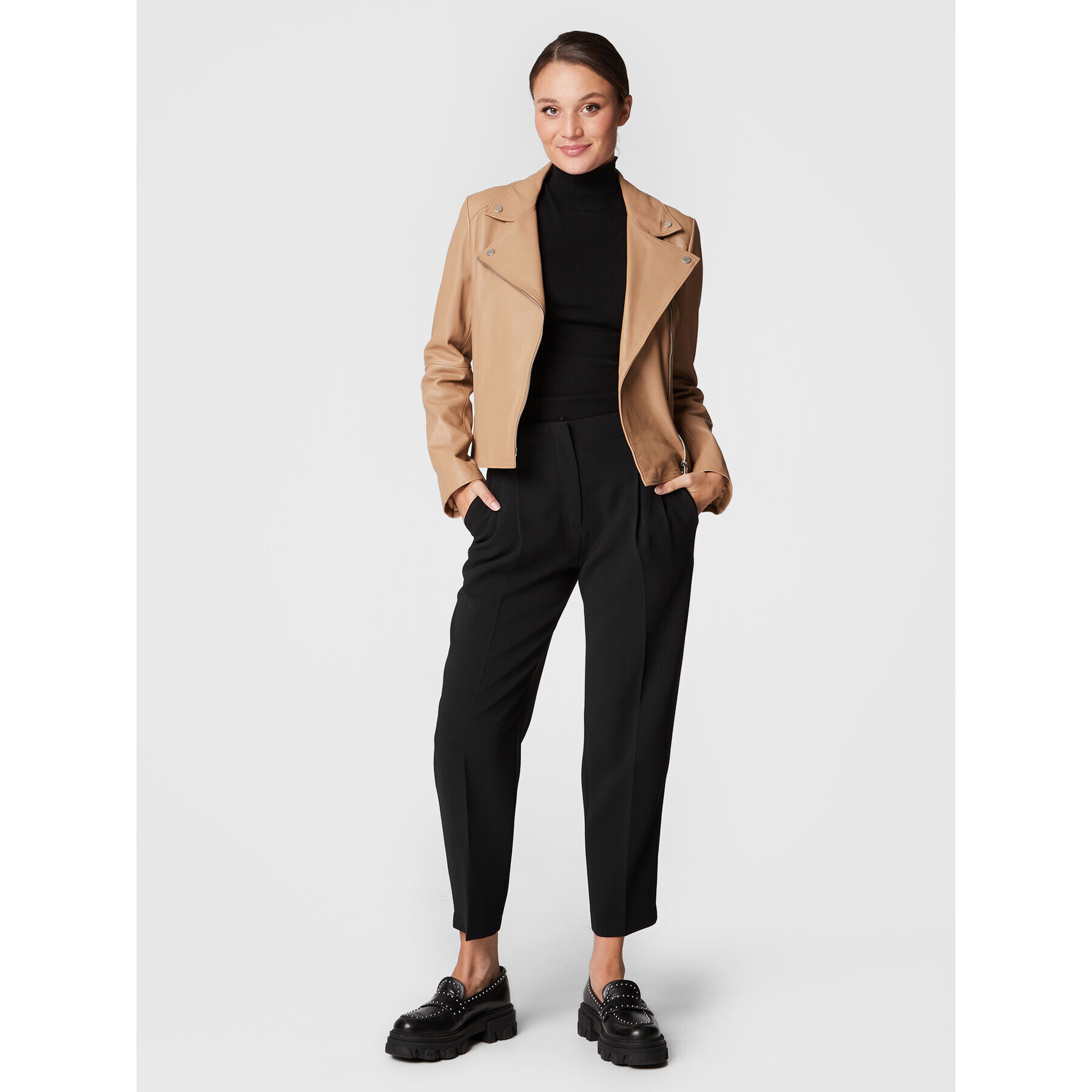 Boss Кожено яке C_Saleli1 50457105 Бежов Regular Fit - Pepit.bg