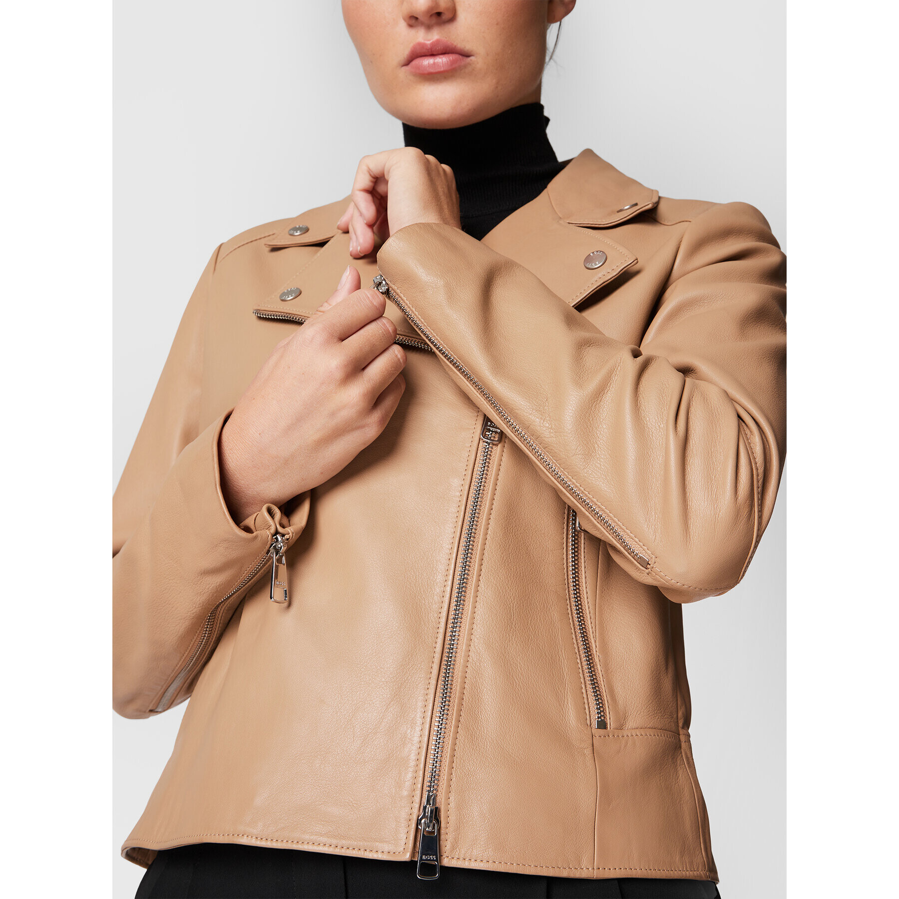 Boss Кожено яке C_Saleli1 50457105 Бежов Regular Fit - Pepit.bg