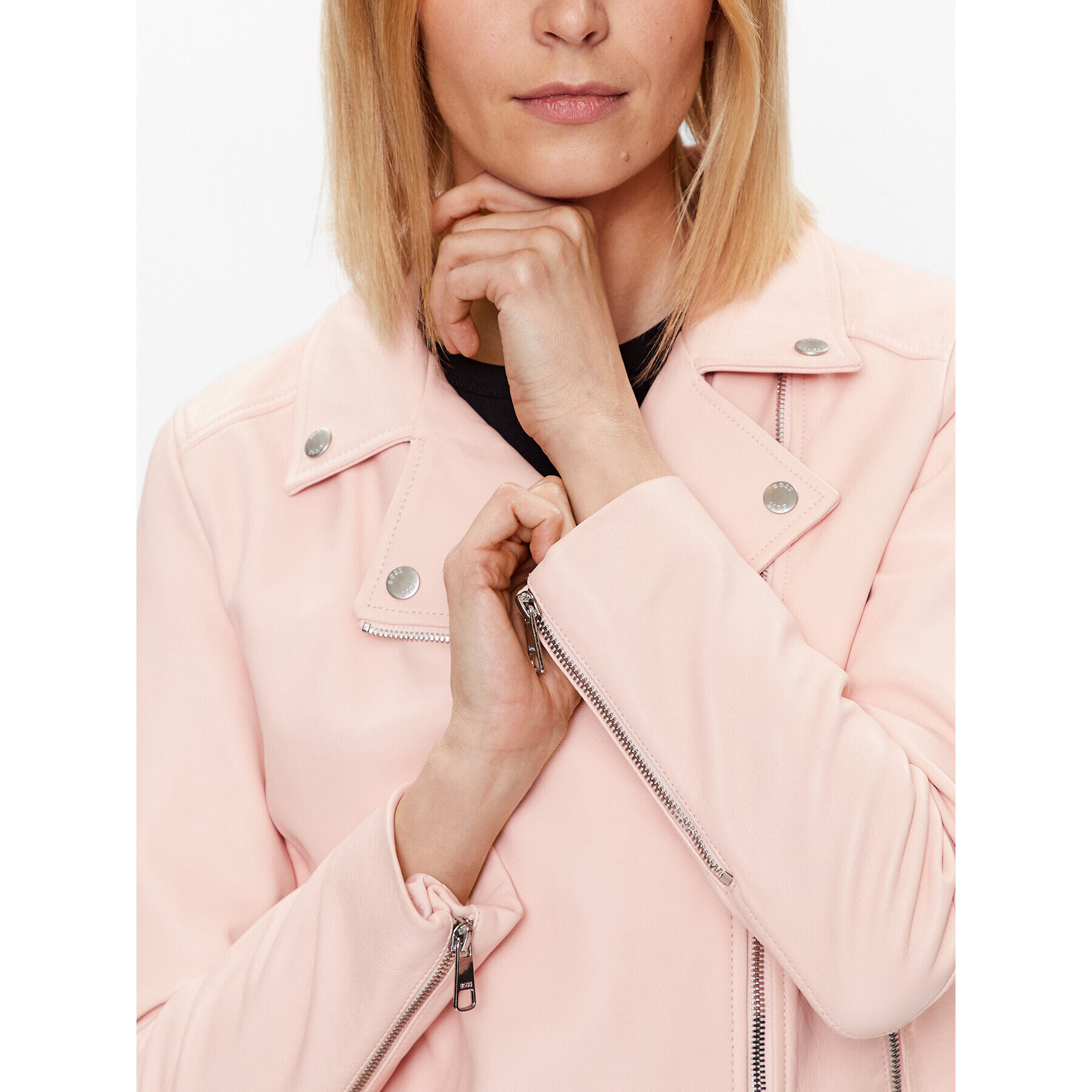 Boss Кожено яке C_Saleli3 50487600 Розов Slim Fit - Pepit.bg