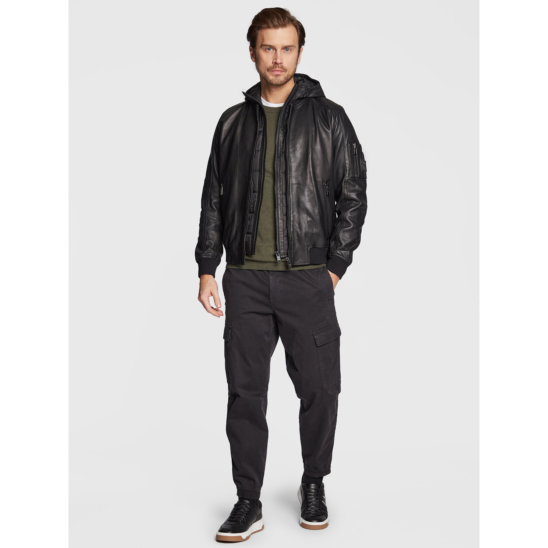 Boss Кожено яке Jagor 50476995 Черен Regular Fit - Pepit.bg