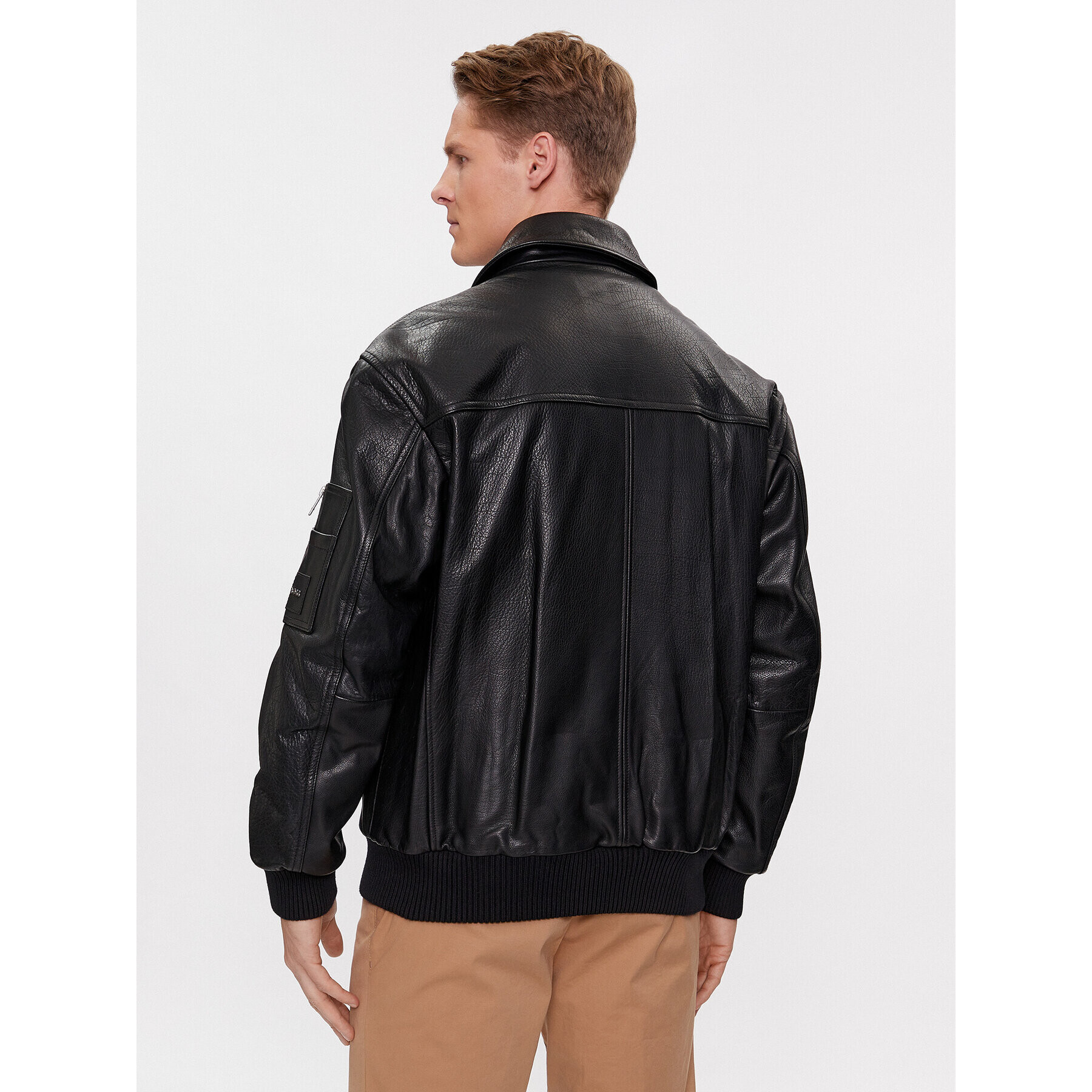 Boss Кожено яке Jolulu 50504095 Черен Relaxed Fit - Pepit.bg