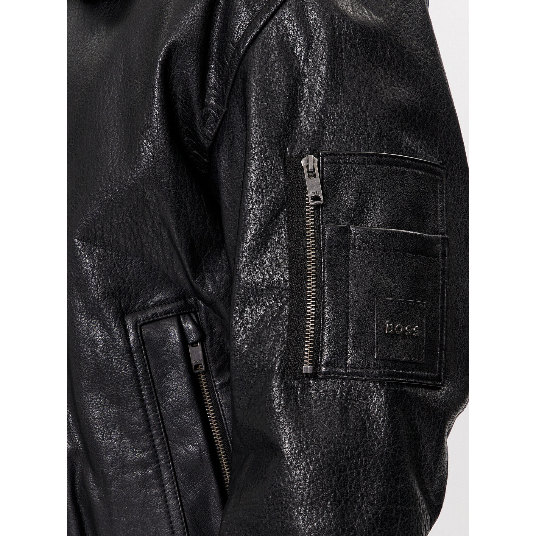 Boss Кожено яке Jolulu 50504095 Черен Relaxed Fit - Pepit.bg