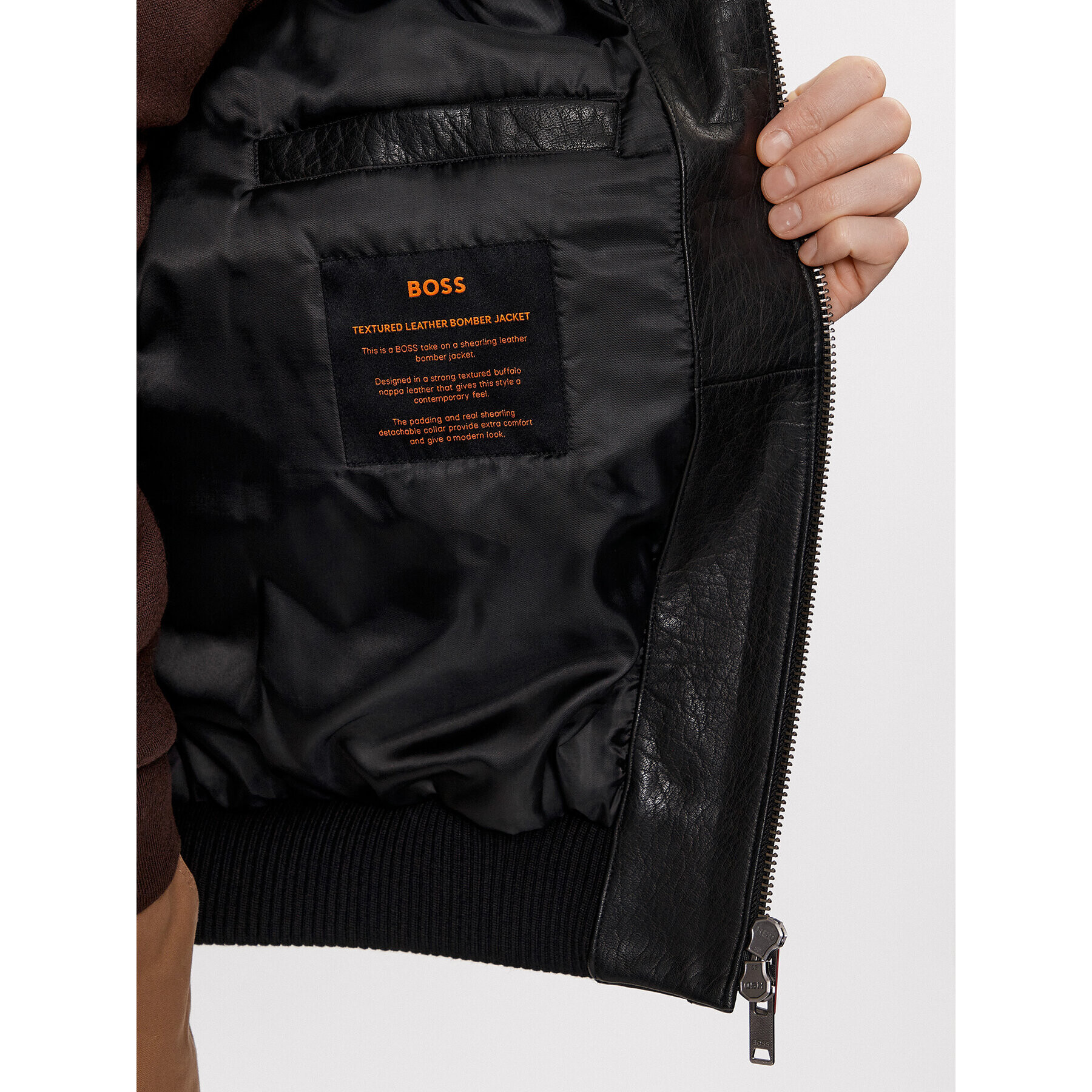 Boss Кожено яке Jolulu 50504095 Черен Relaxed Fit - Pepit.bg