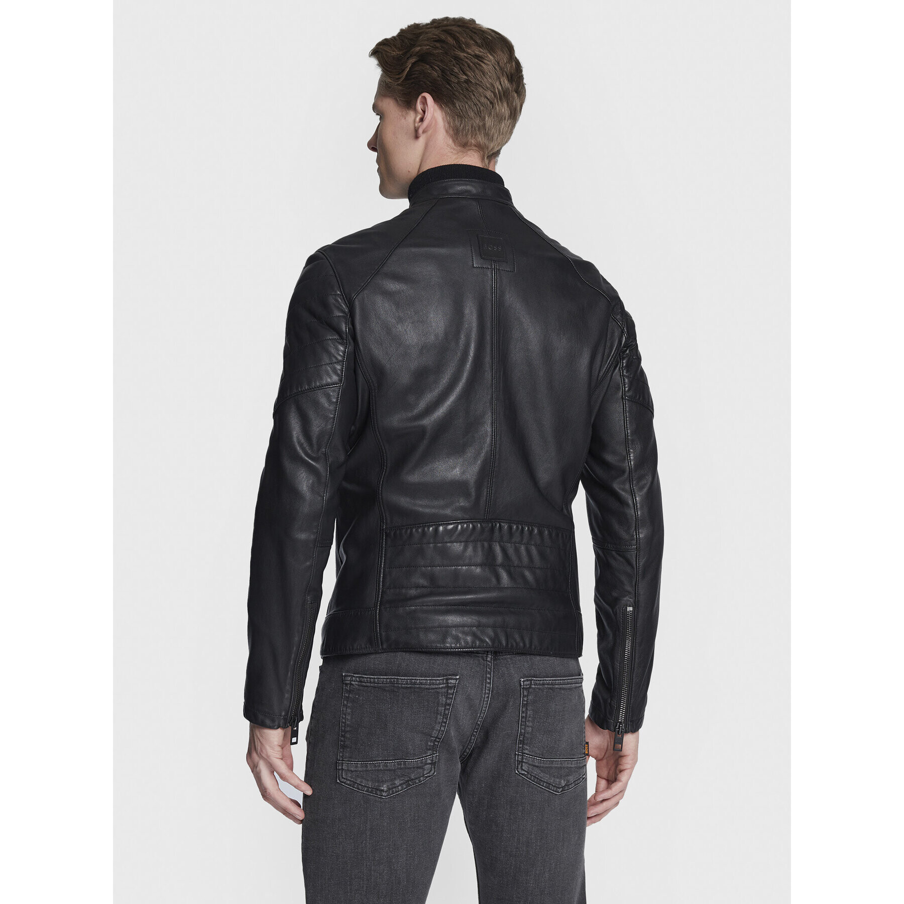 Boss Кожено яке Joset 50477258 Черен Slim Fit - Pepit.bg