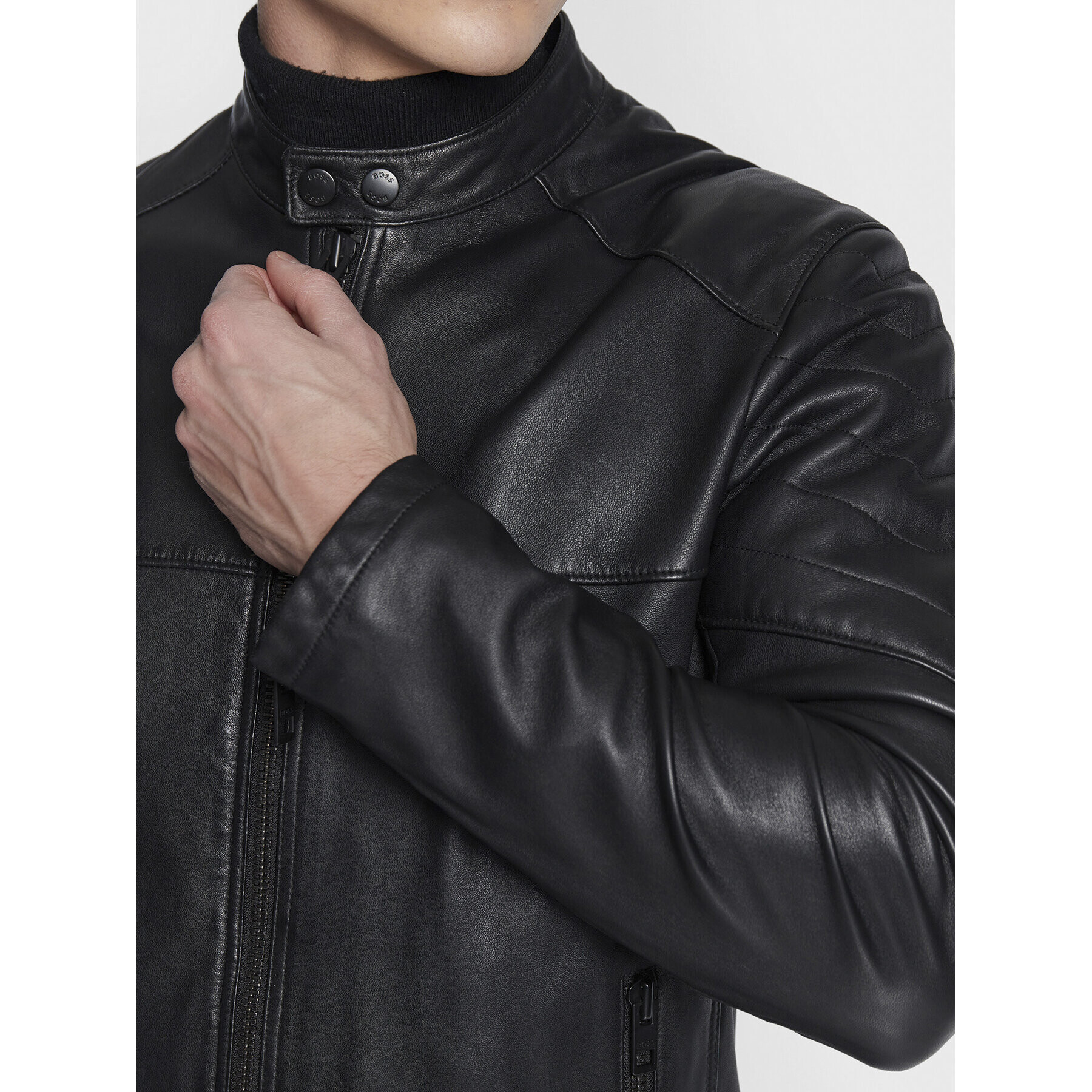 Boss Кожено яке Joset 50477258 Черен Slim Fit - Pepit.bg