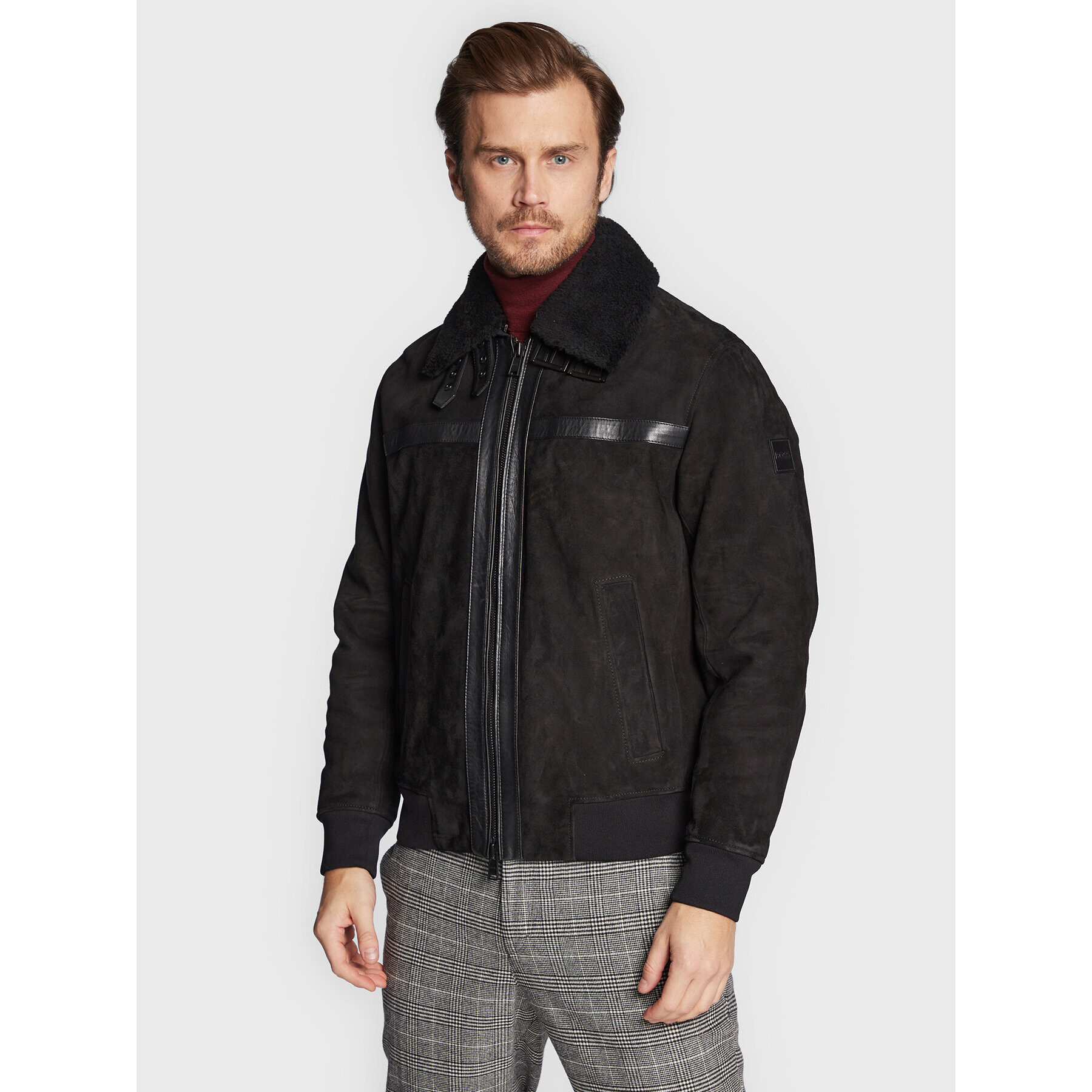 Boss Кожено яке Jur 50476983 Черен Regular Fit - Pepit.bg