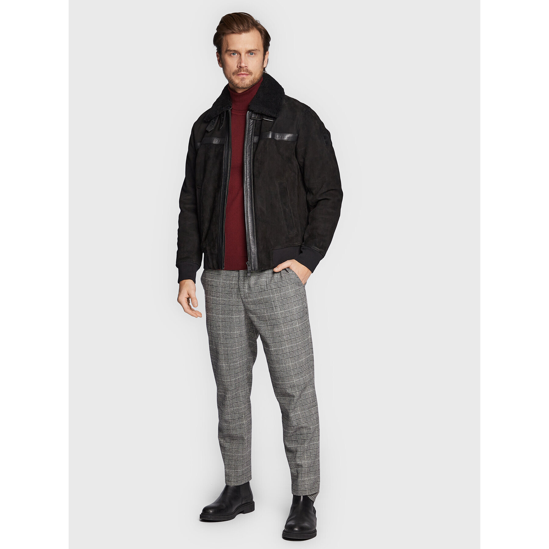 Boss Кожено яке Jur 50476983 Черен Regular Fit - Pepit.bg