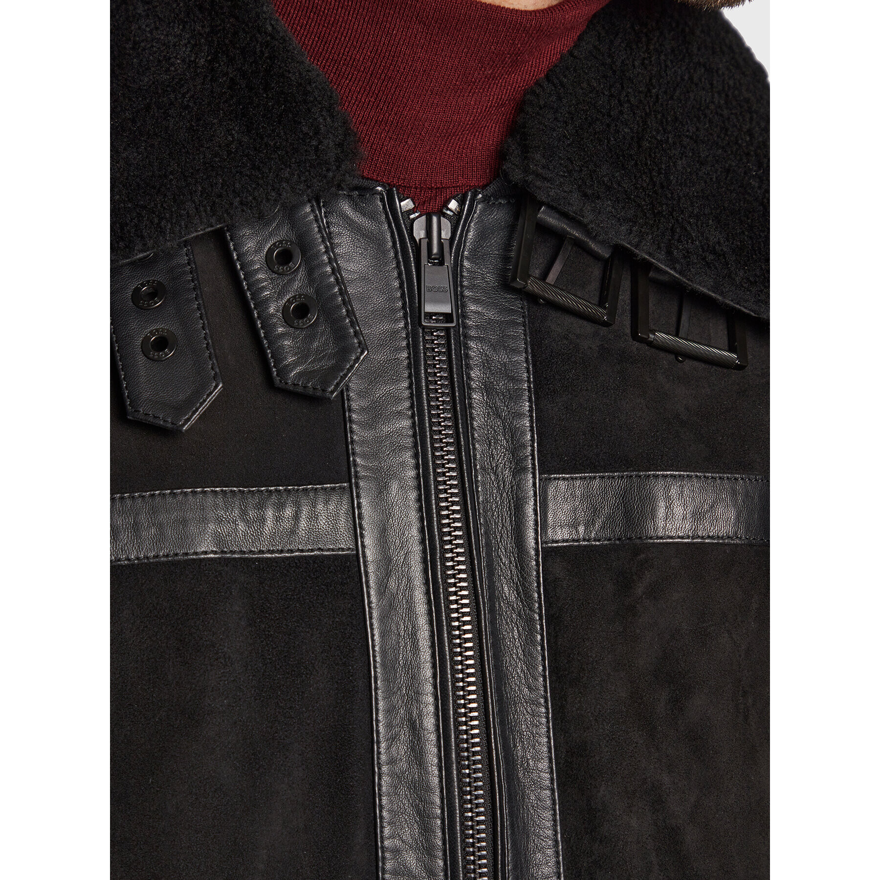 Boss Кожено яке Jur 50476983 Черен Regular Fit - Pepit.bg