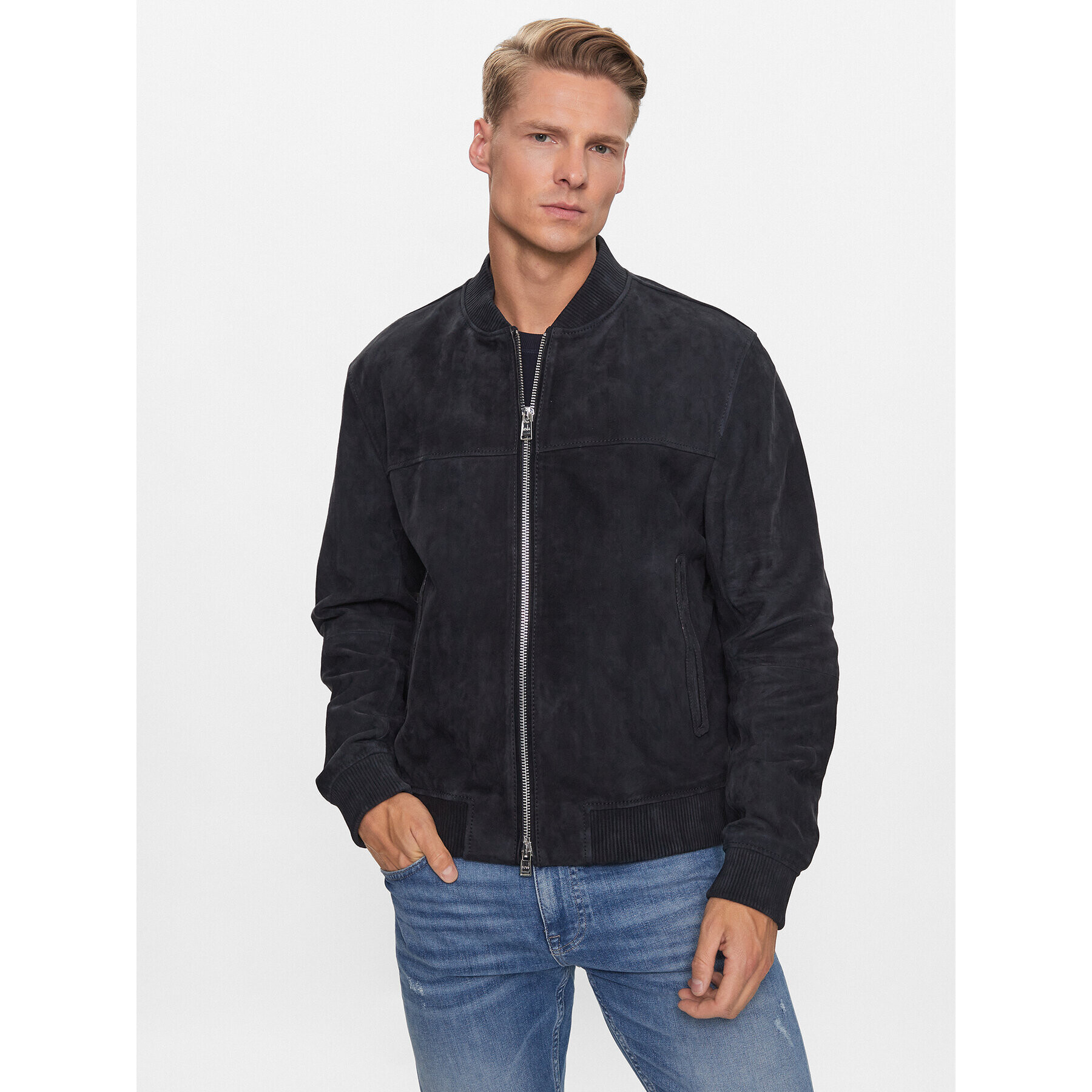 Boss Кожено яке Malbano2 50494621 Тъмносин Regular Fit - Pepit.bg
