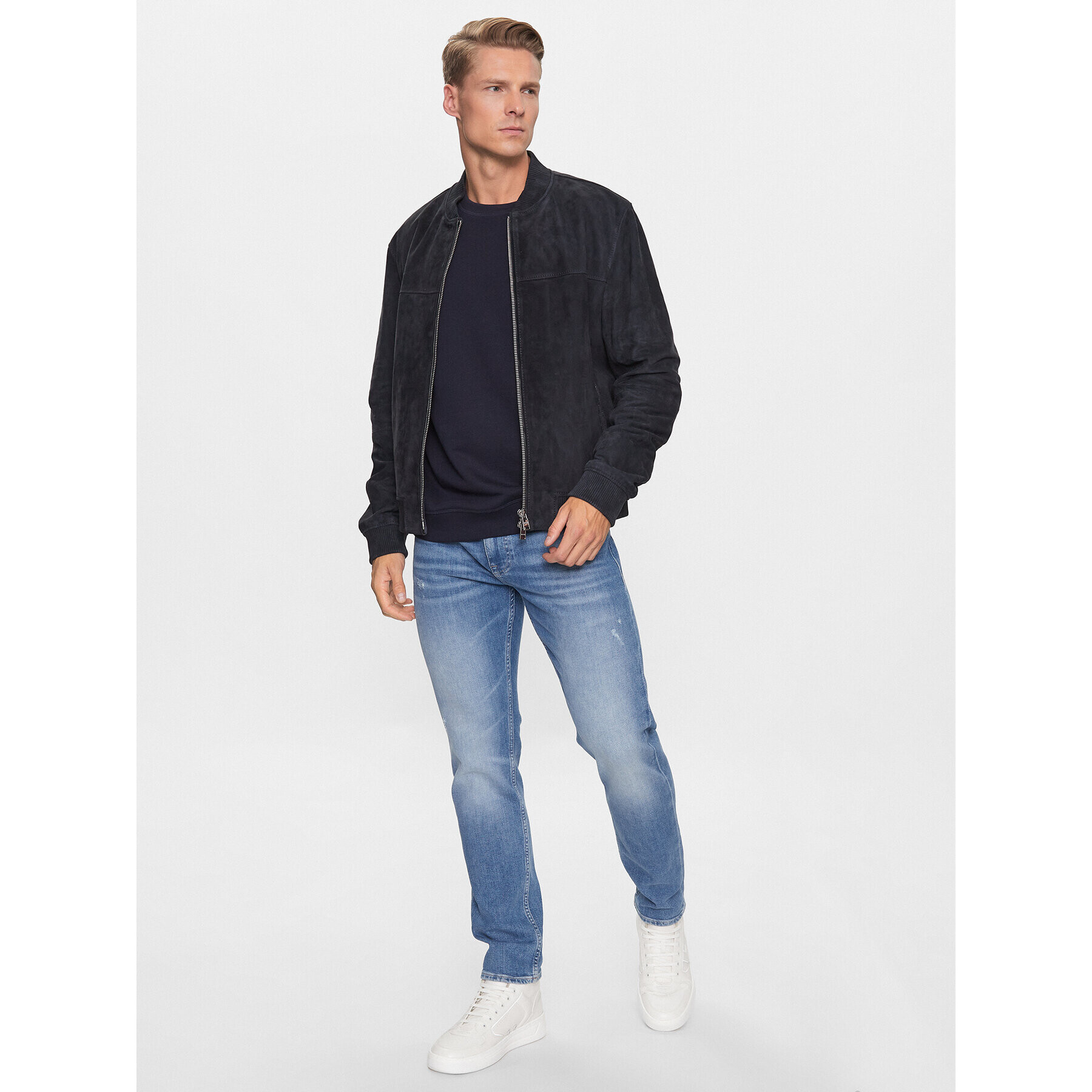 Boss Кожено яке Malbano2 50494621 Тъмносин Regular Fit - Pepit.bg