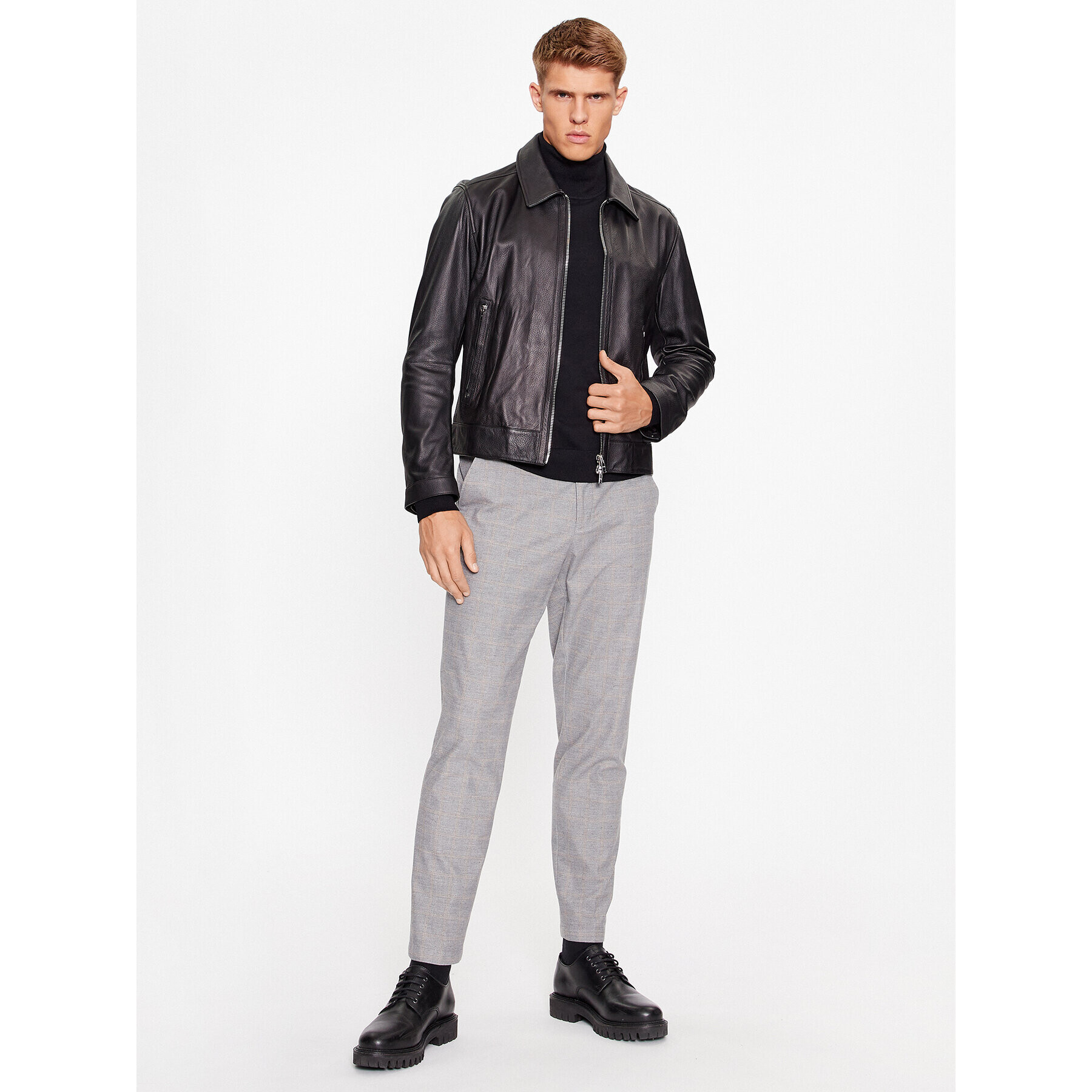 Boss Кожено яке Mapson3 50499425 Черен Regular Fit - Pepit.bg