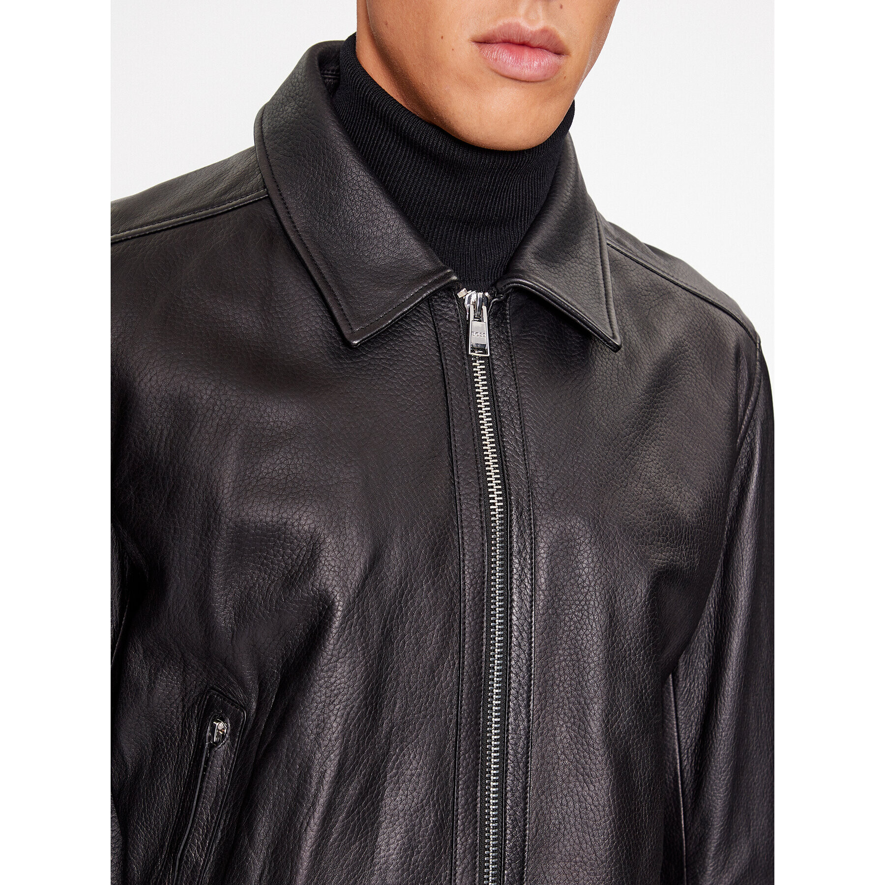 Boss Кожено яке Mapson3 50499425 Черен Regular Fit - Pepit.bg