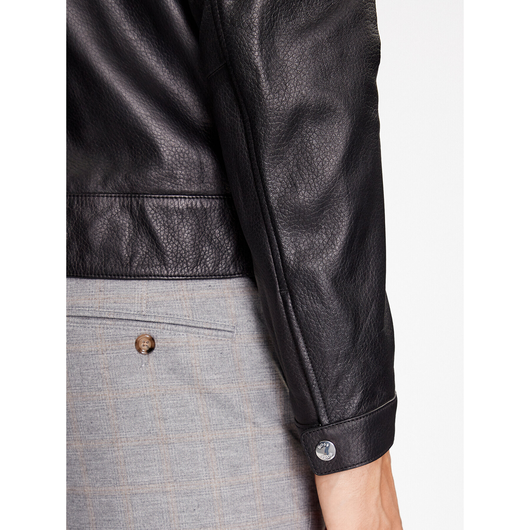 Boss Кожено яке Mapson3 50499425 Черен Regular Fit - Pepit.bg