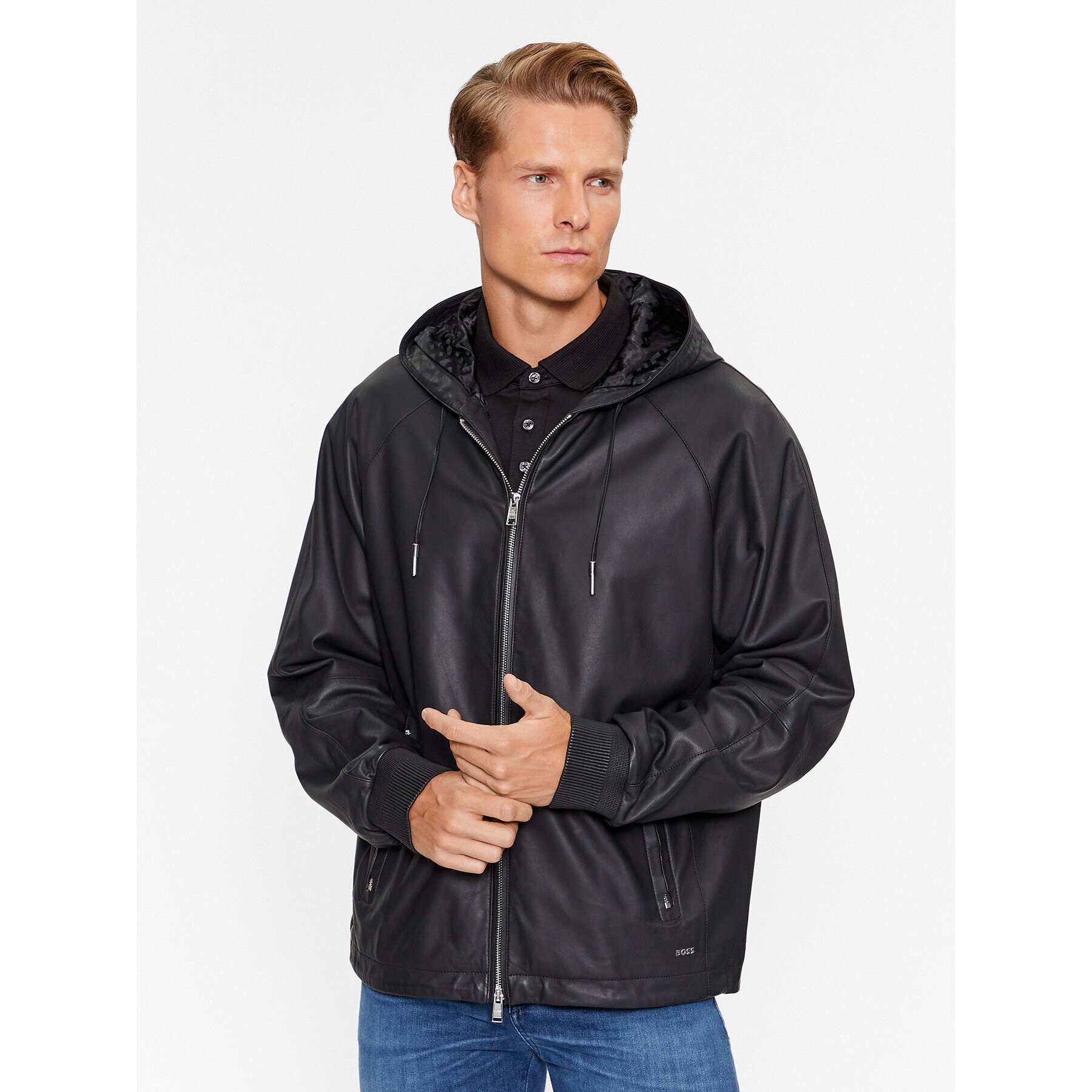Boss Кожено яке Montago 50499328 Черен Regular Fit - Pepit.bg