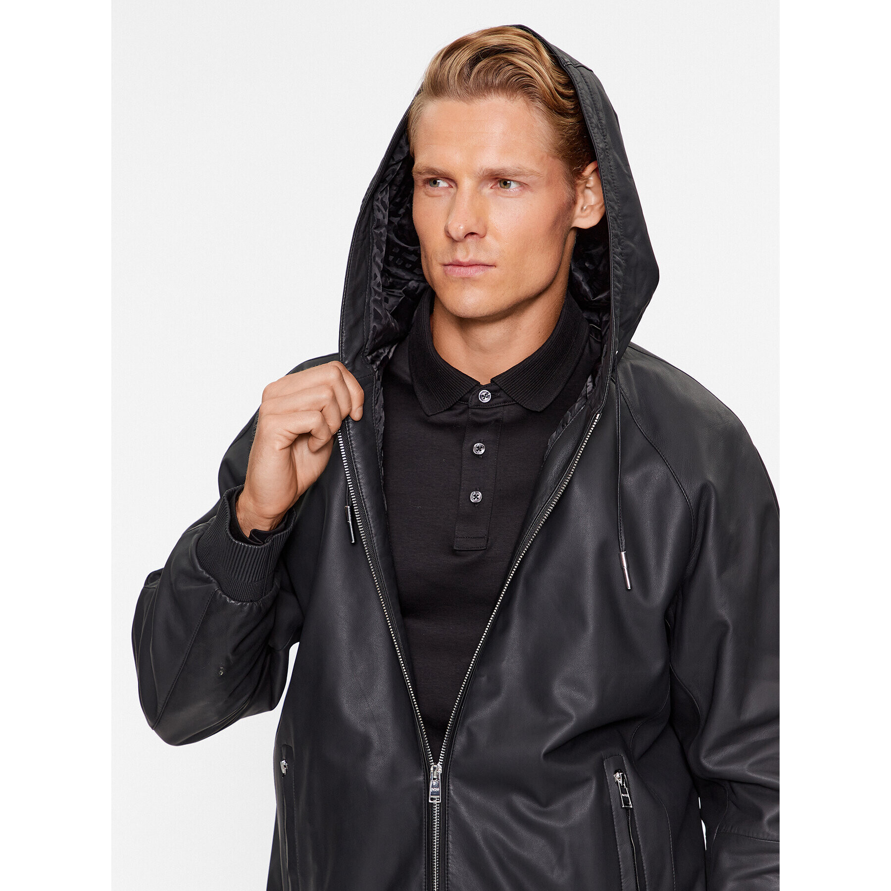Boss Кожено яке Montago 50499328 Черен Regular Fit - Pepit.bg