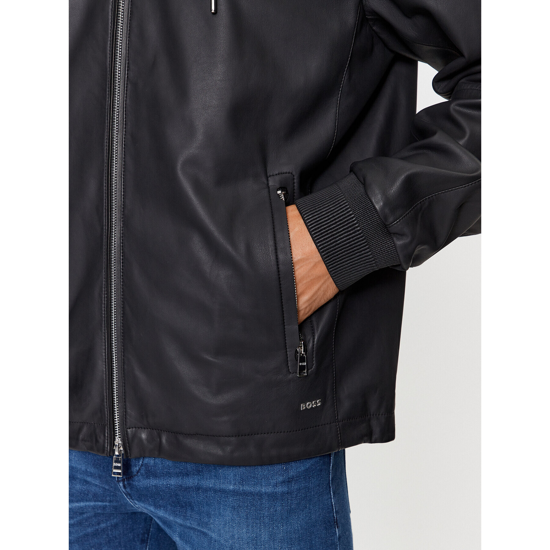 Boss Кожено яке Montago 50499328 Черен Regular Fit - Pepit.bg