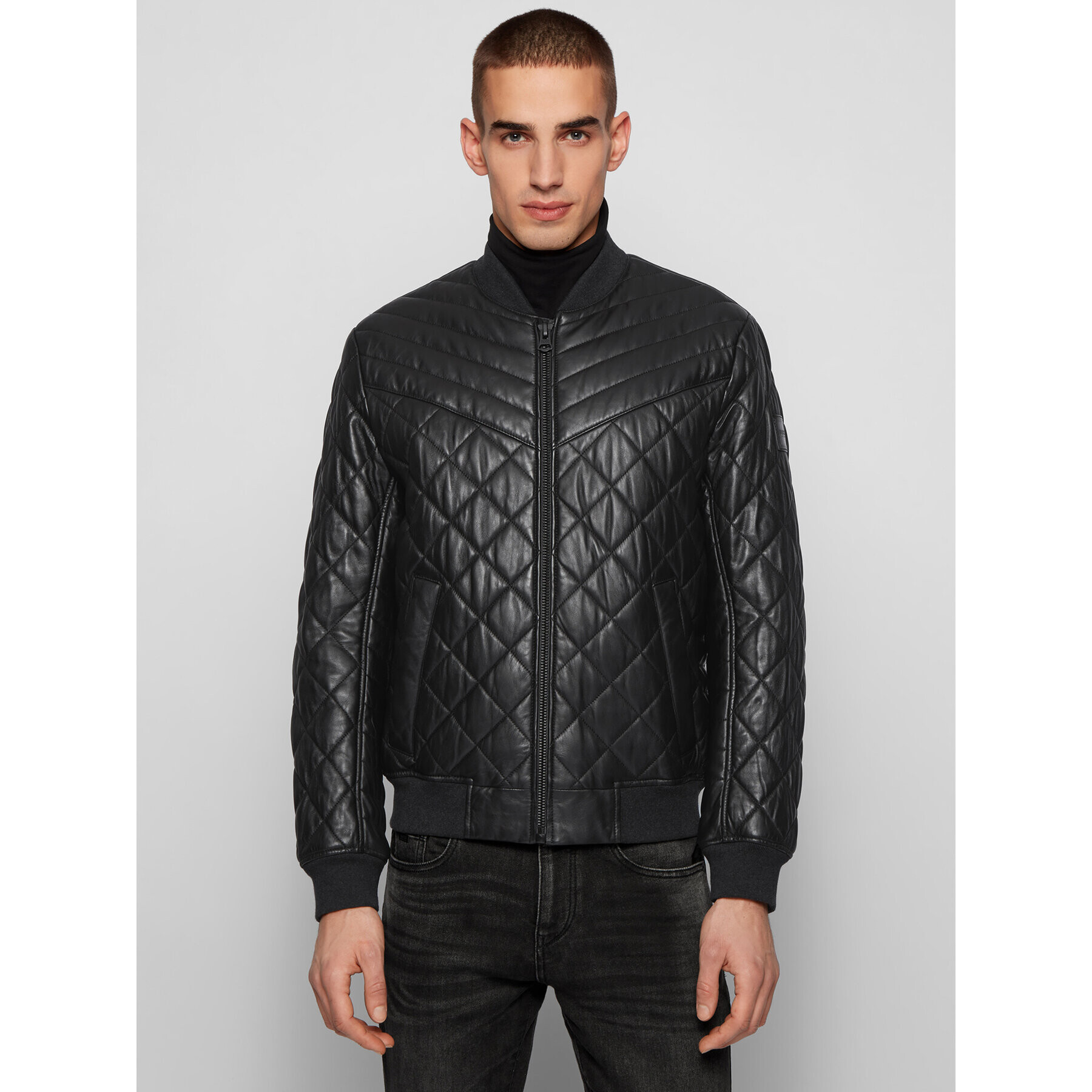 Boss Кожено яке Jacey 50442065 Черен Slim Fit - Pepit.bg
