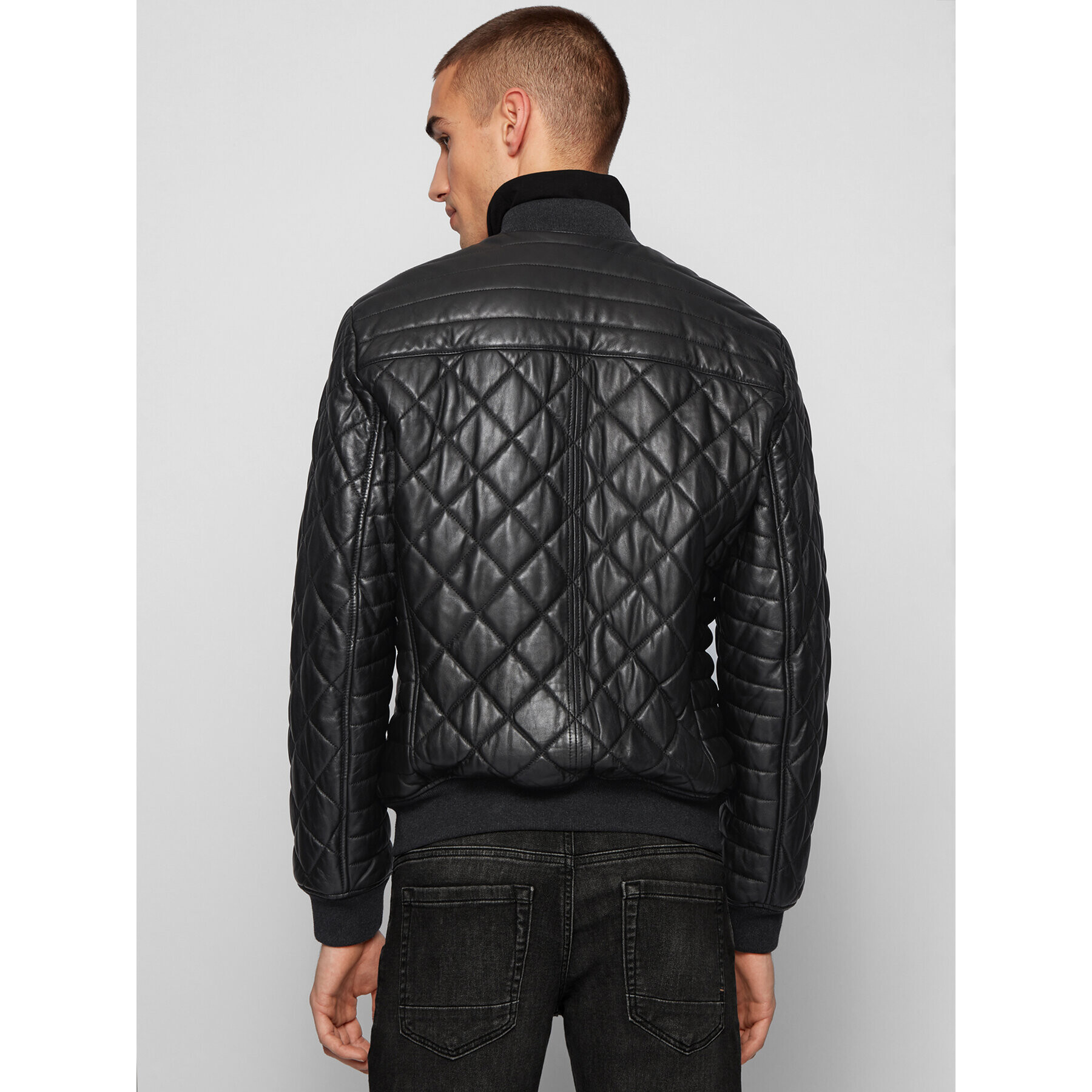 Boss Кожено яке Jacey 50442065 Черен Slim Fit - Pepit.bg