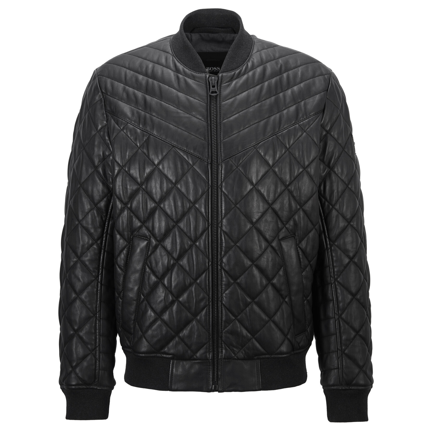 Boss Кожено яке Jacey 50442065 Черен Slim Fit - Pepit.bg