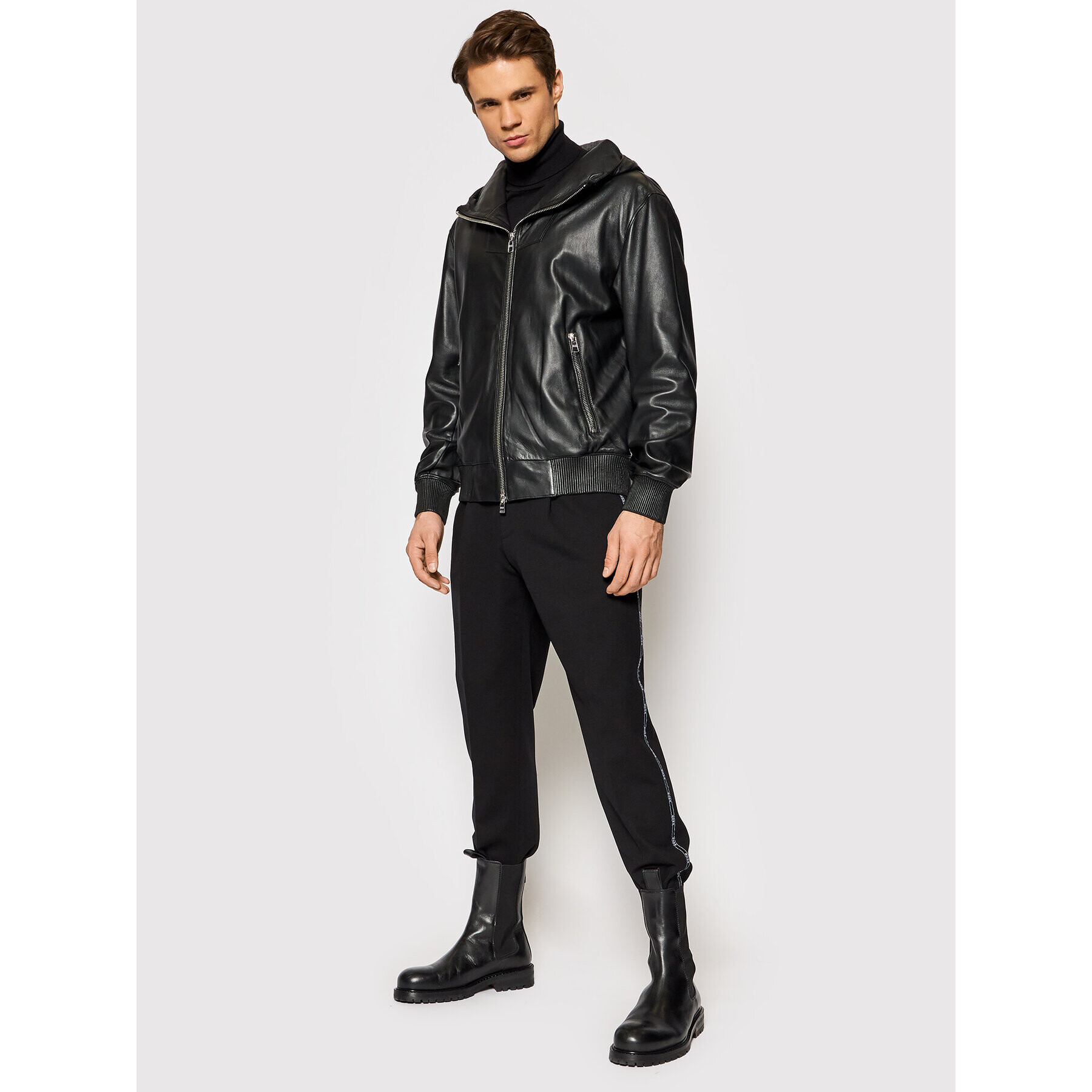 Boss Кожено яке Martes 50464945 Черен Regular Fit - Pepit.bg
