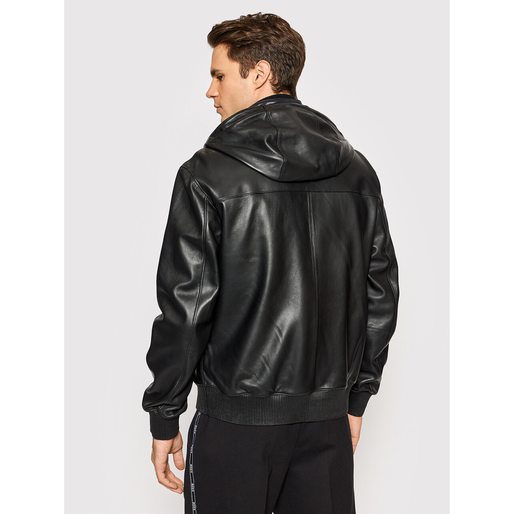Boss Кожено яке Martes 50464945 Черен Regular Fit - Pepit.bg