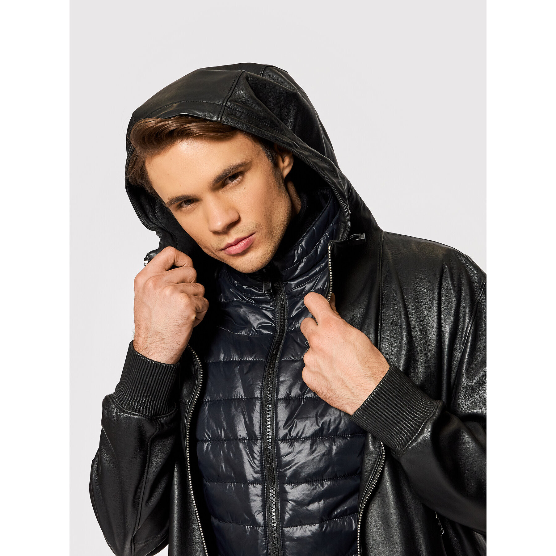 Boss Кожено яке Martes 50464945 Черен Regular Fit - Pepit.bg