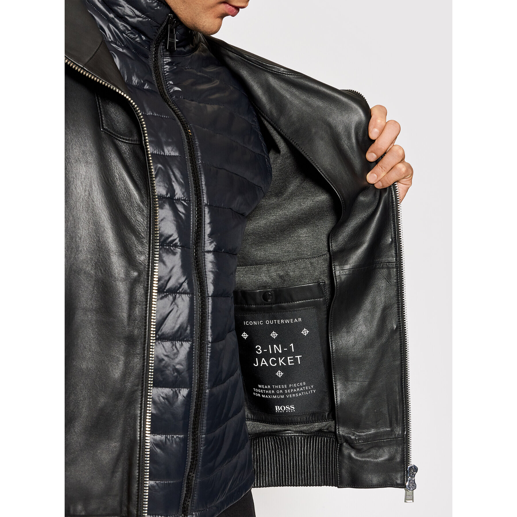 Boss Кожено яке Martes 50464945 Черен Regular Fit - Pepit.bg