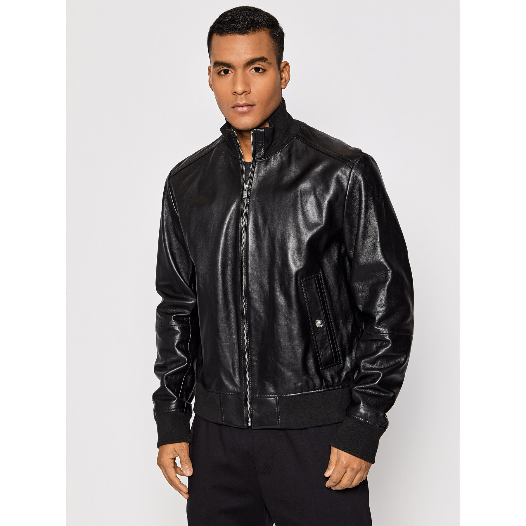Boss Кожено яке Nafan 50456274 Черен Regular Fit - Pepit.bg