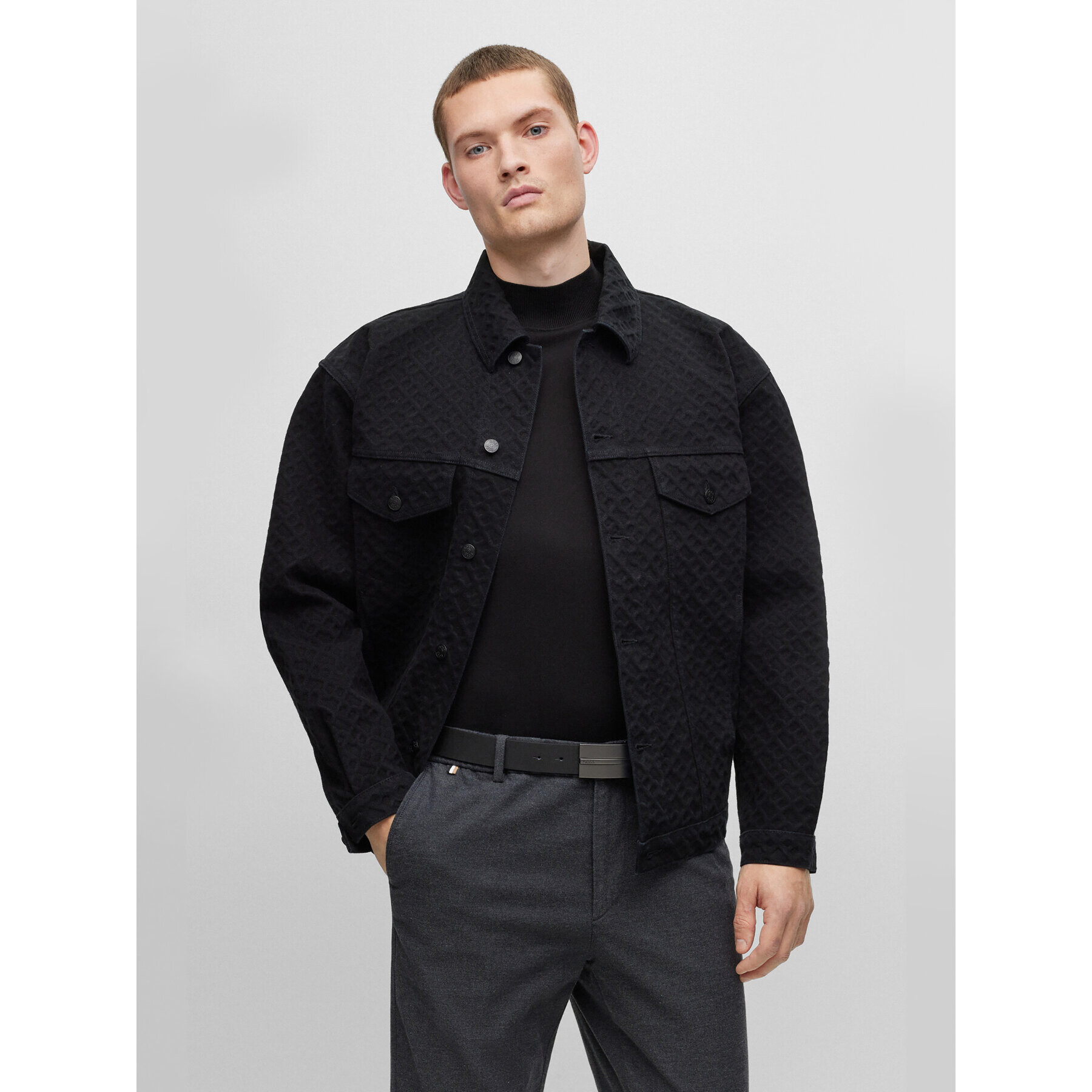 Boss Мъжки колан 50496764 Черен - Pepit.bg