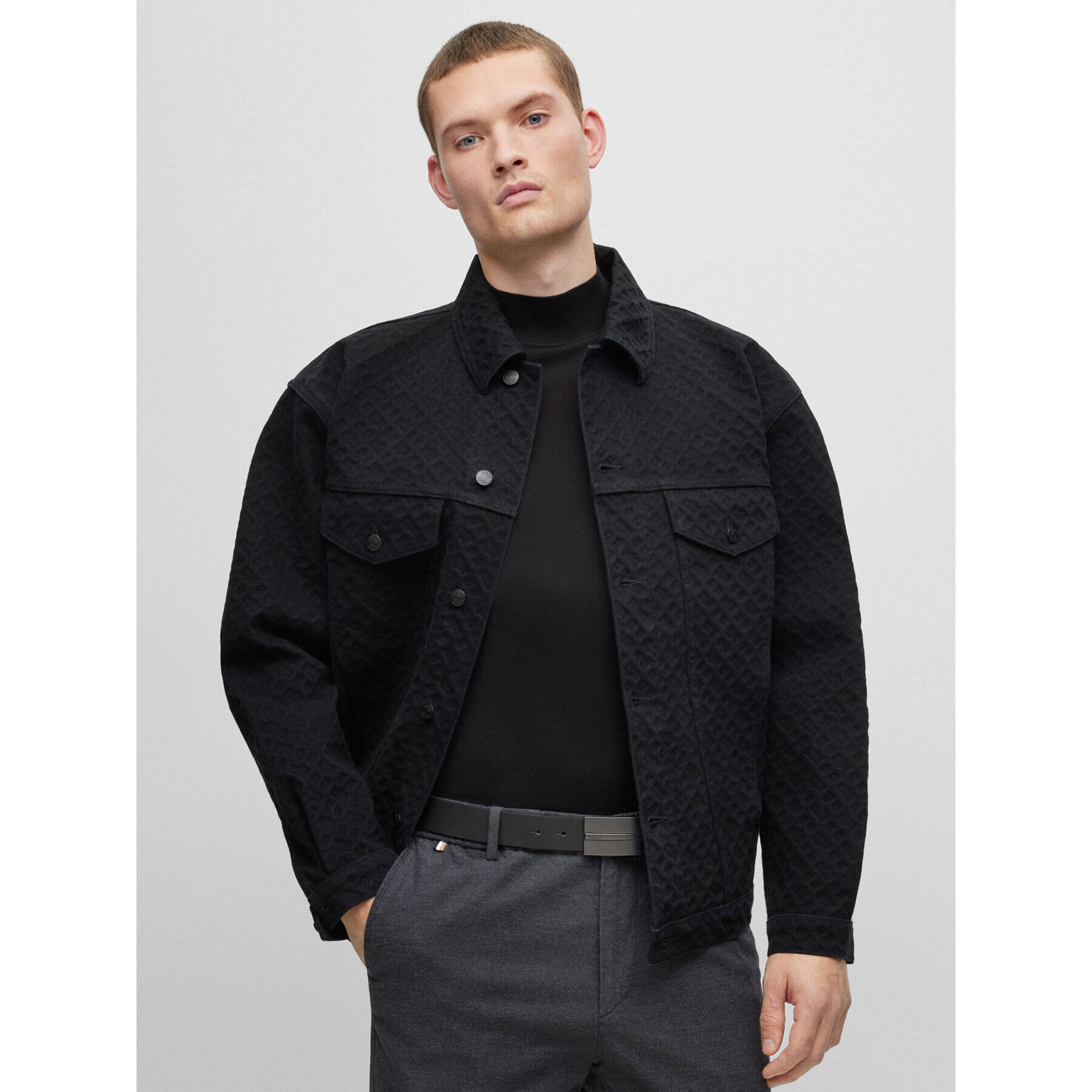 Boss Мъжки колан 50496764 Черен - Pepit.bg