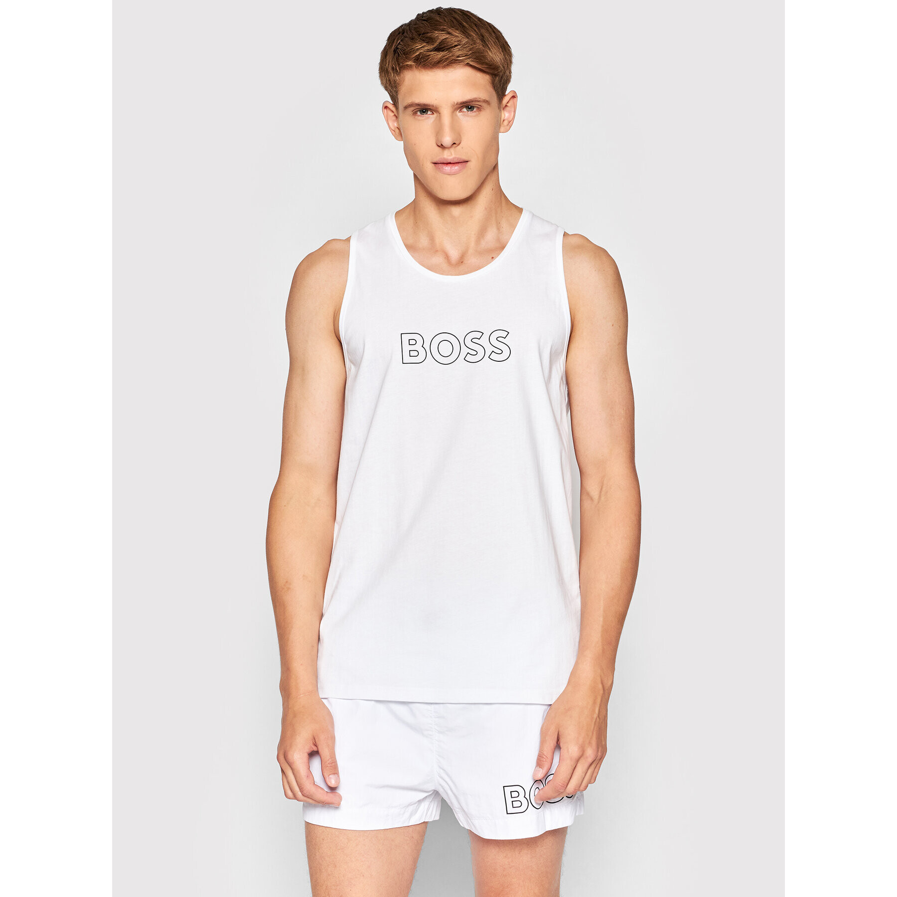 Boss Мъжки топ Beach 50469301 Бял Regular Fit - Pepit.bg