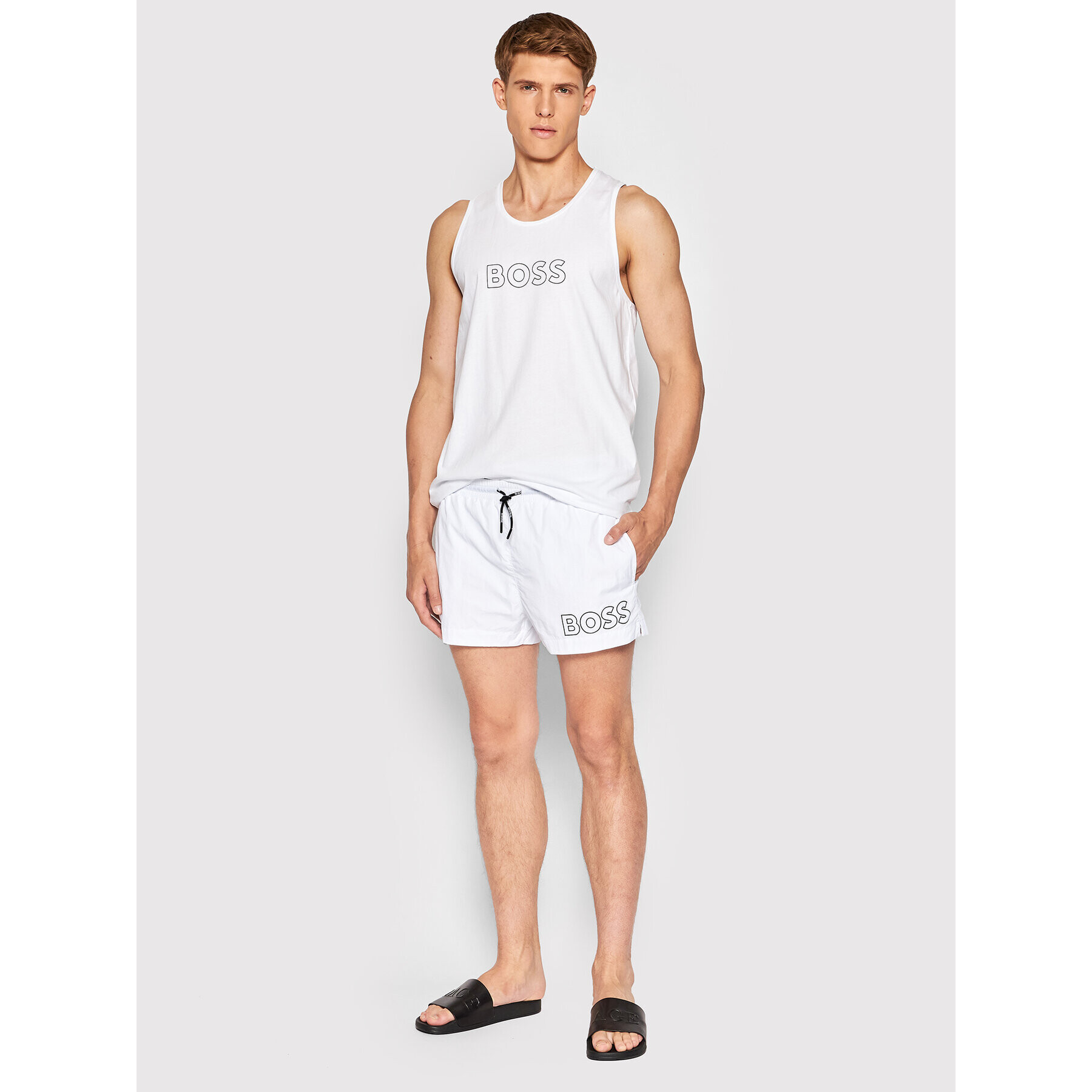 Boss Мъжки топ Beach 50469301 Бял Regular Fit - Pepit.bg