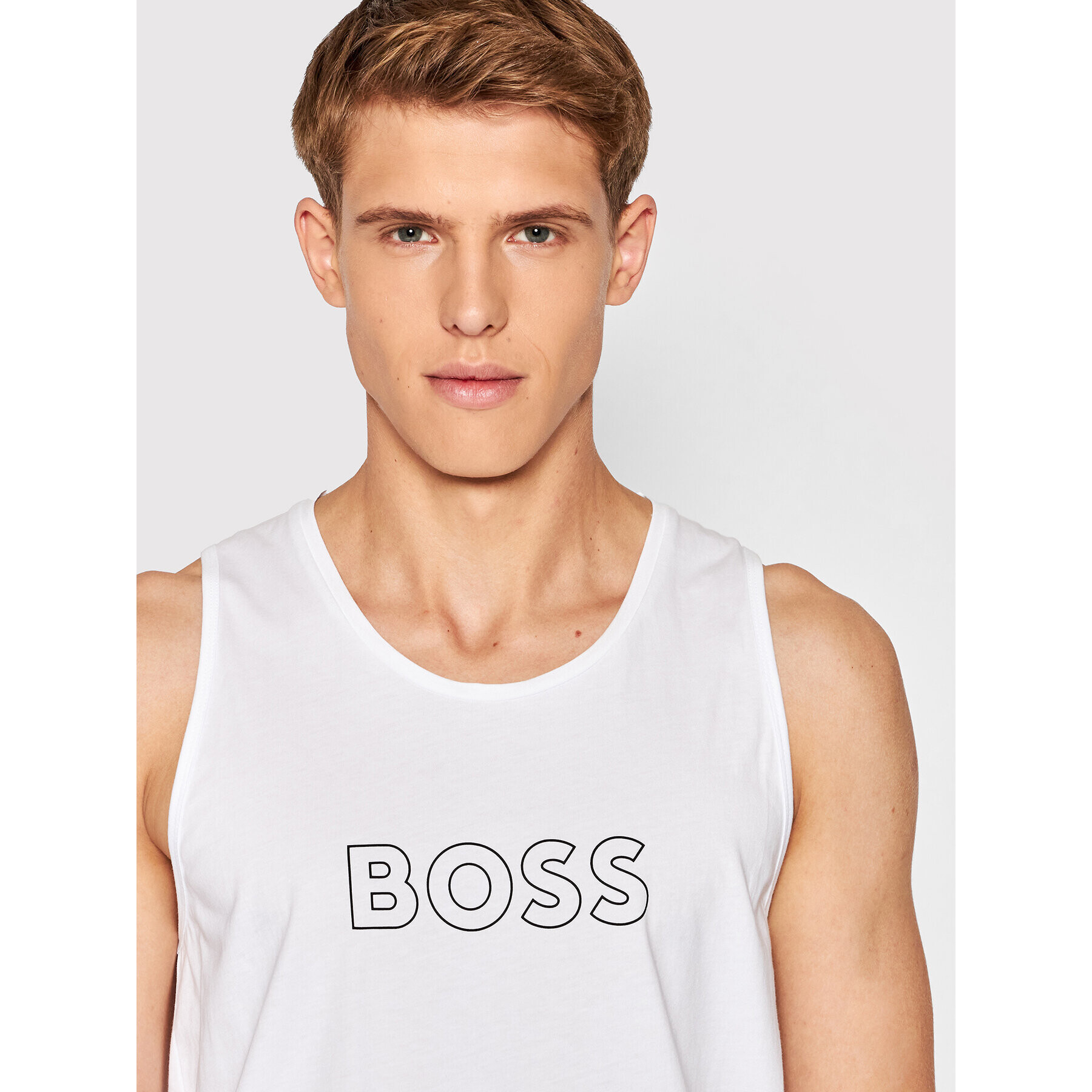 Boss Мъжки топ Beach 50469301 Бял Regular Fit - Pepit.bg