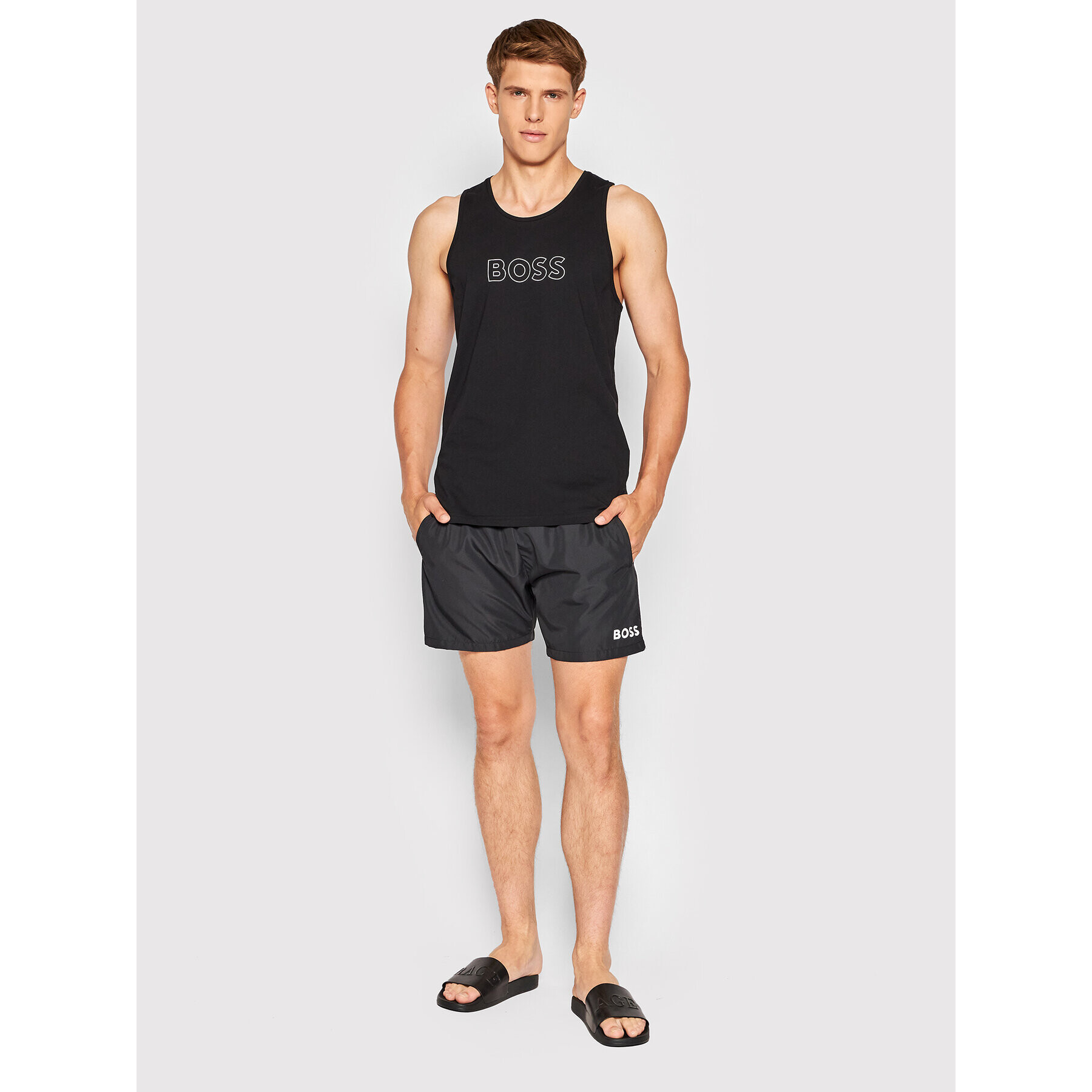 Boss Мъжки топ Beach 50469301 Черен Regular Fit - Pepit.bg