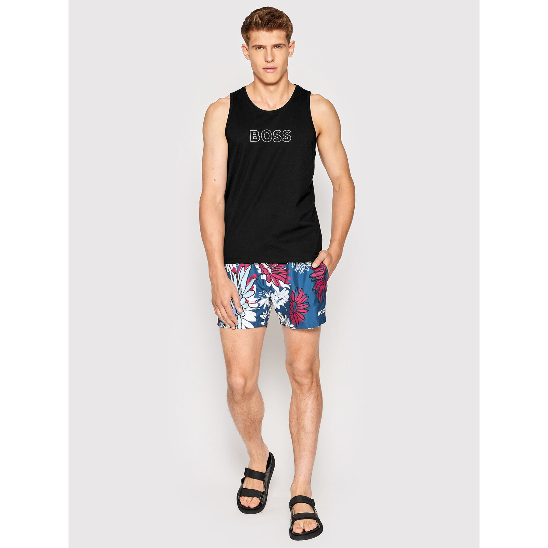 Boss Мъжки топ Beach 50469301 Черен Regular Fit - Pepit.bg