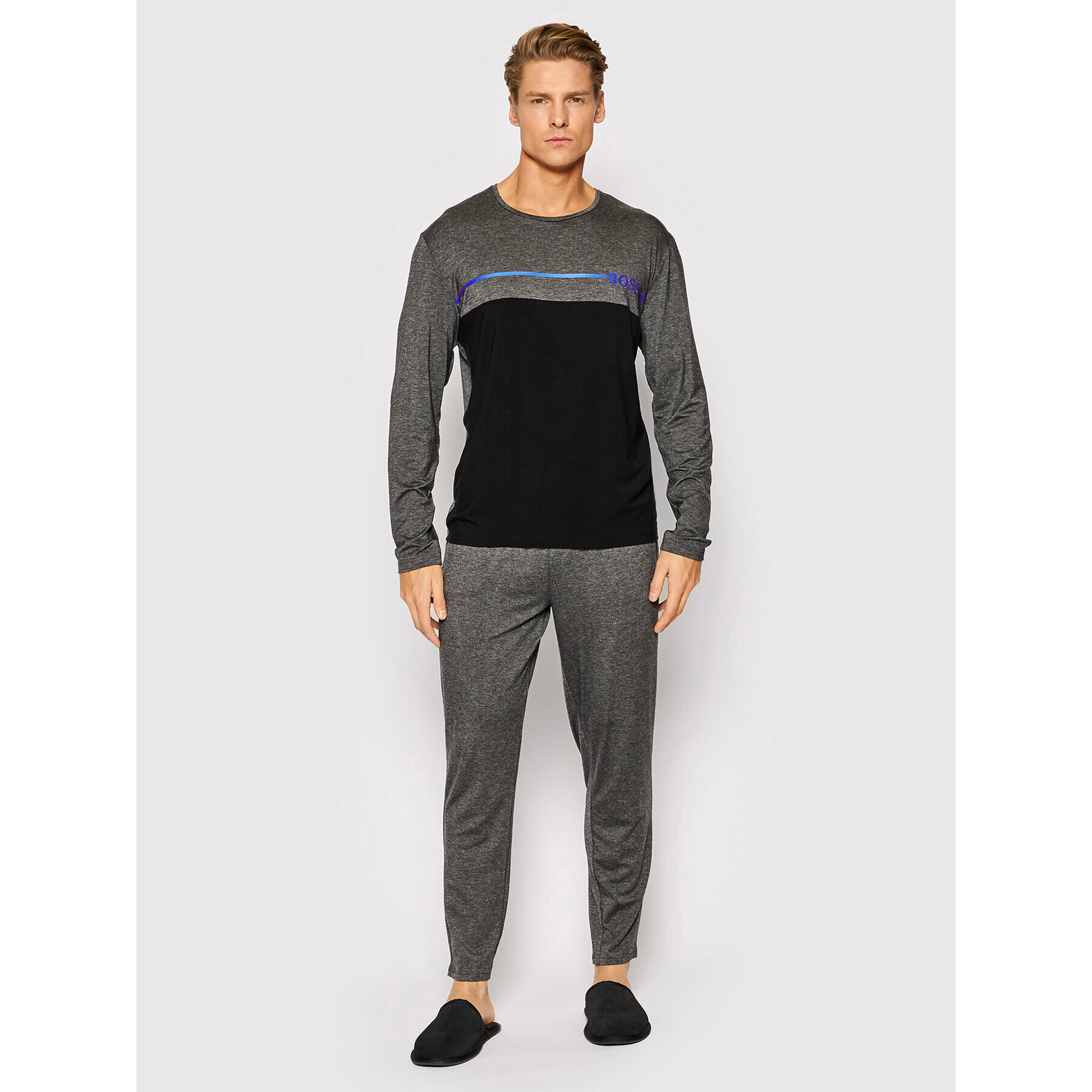 Boss Пижама Refined Long Set 50443511 Сив Regular Fit - Pepit.bg
