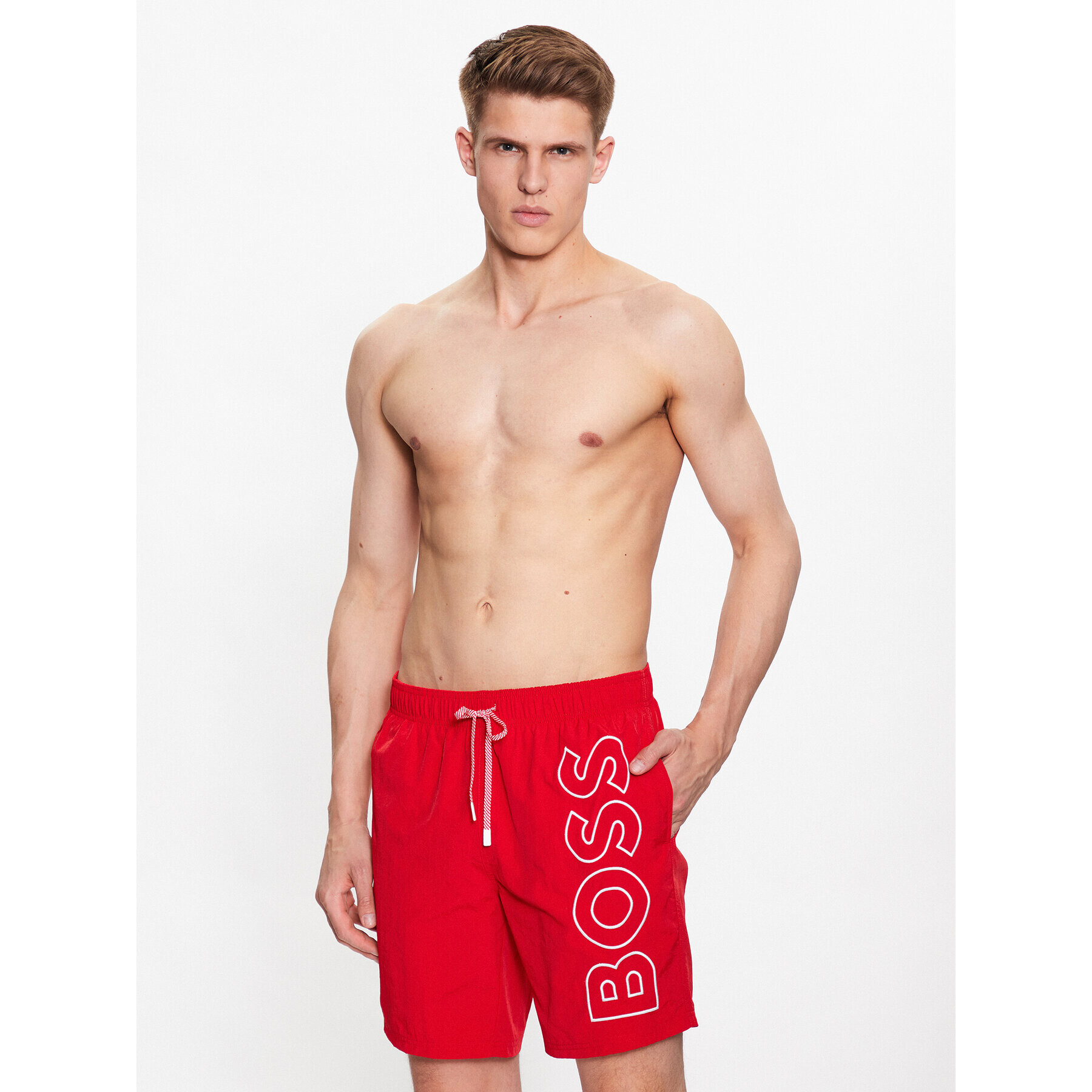 Boss Плувни шорти Whale 50493422 Червен Regular Fit - Pepit.bg