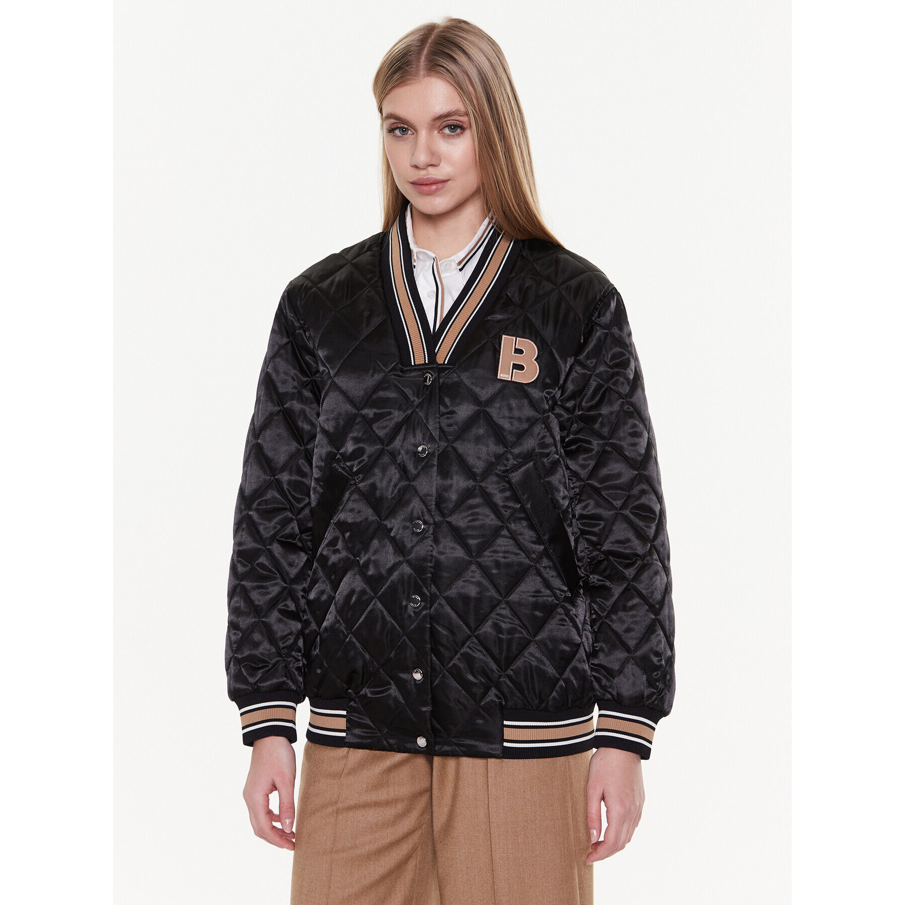 Boss Яке бомбър Jesata 50483747 Черен Oversize - Pepit.bg