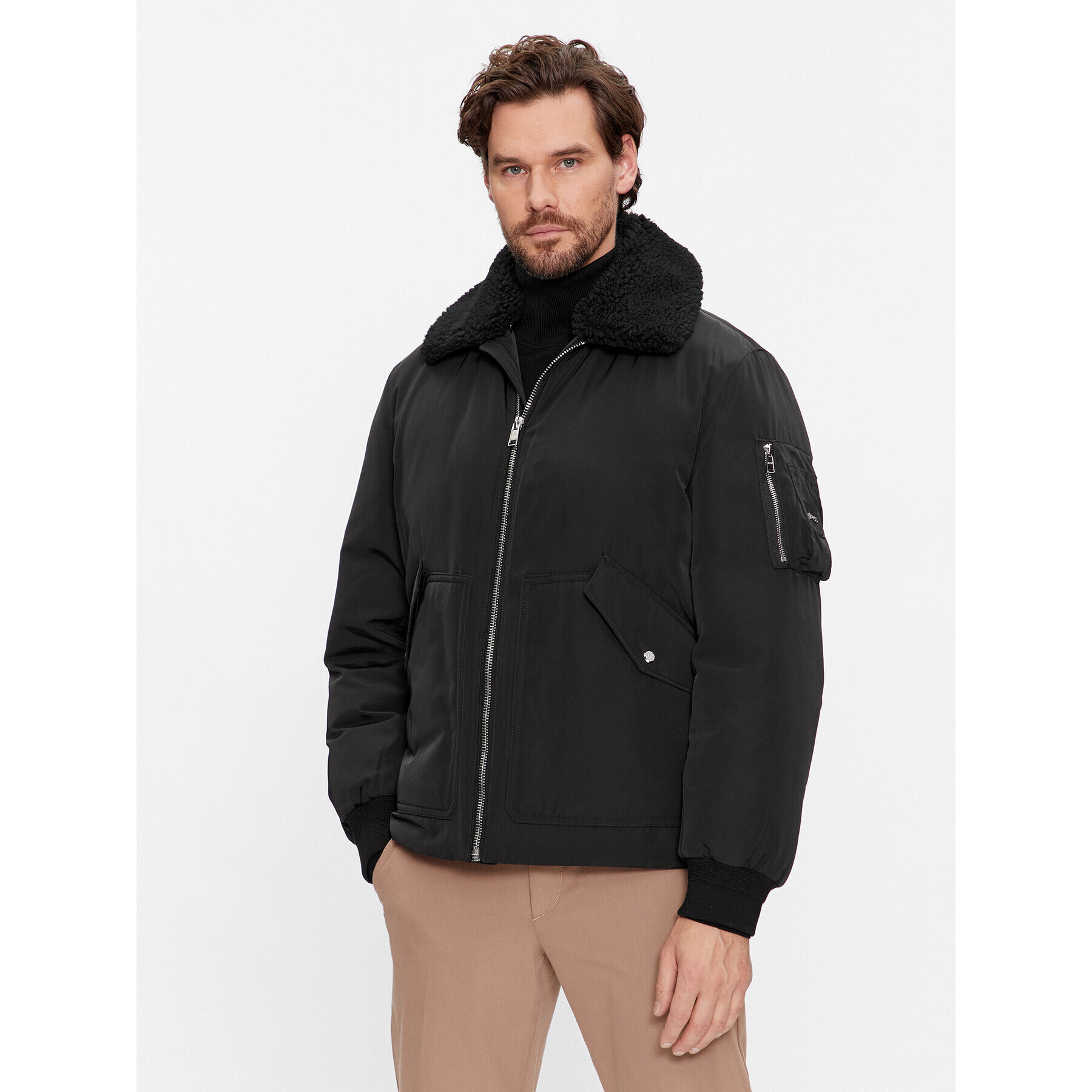 Boss Преходно яке Calliano 50498199 Черен Regular Fit - Pepit.bg