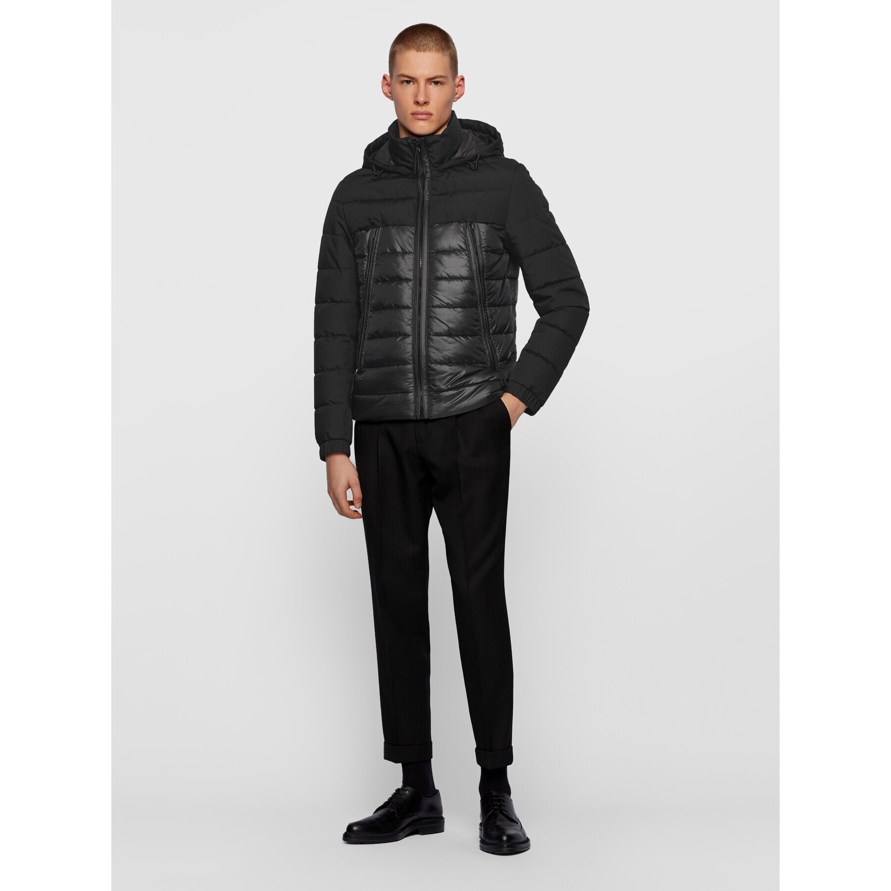 Boss Пухено яке Cerano 50444501 Черен Regular Fit - Pepit.bg