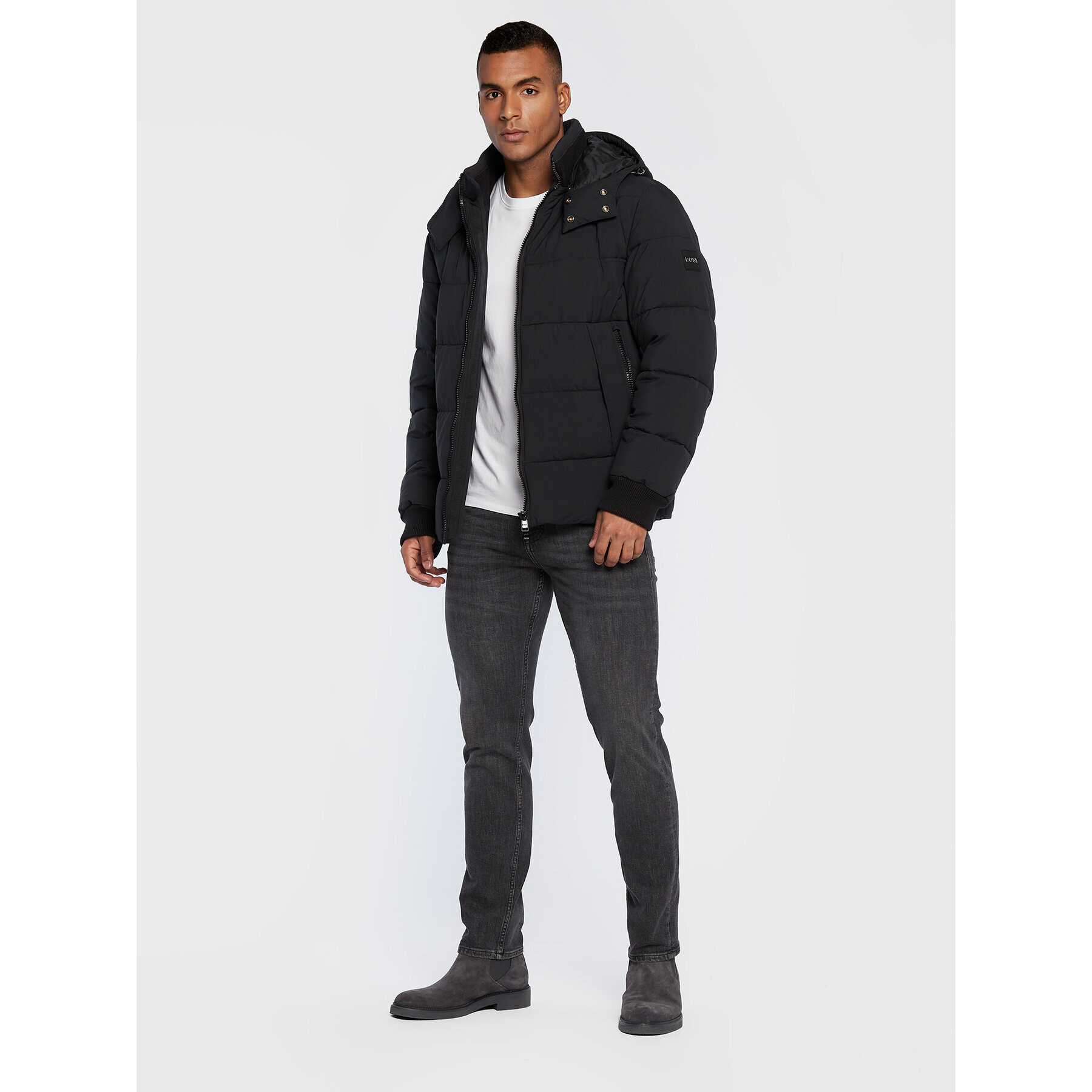 Boss Пухено яке Corleon1 50478378 Черен Regular Fit - Pepit.bg