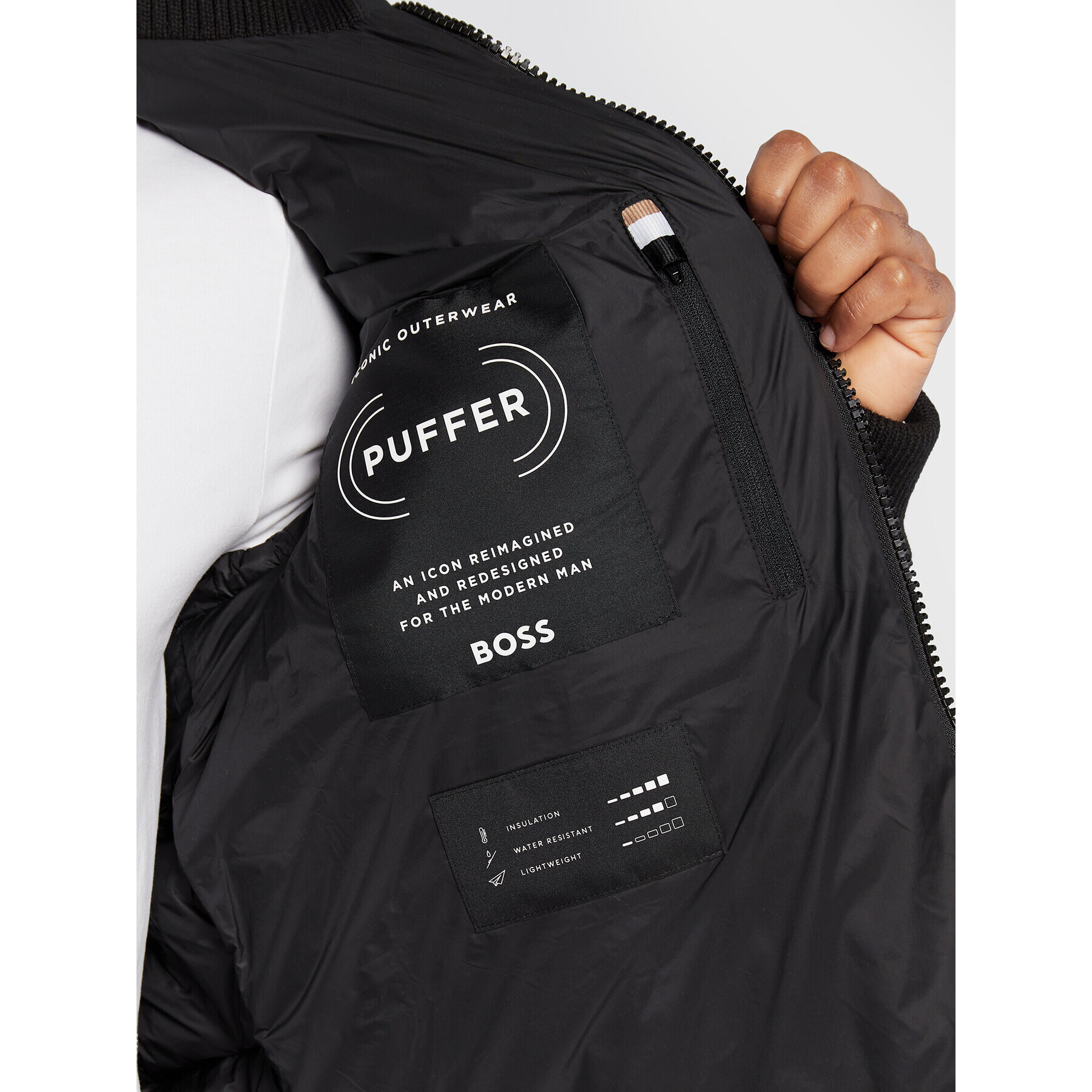 Boss Пухено яке Corleon1 50478378 Черен Regular Fit - Pepit.bg